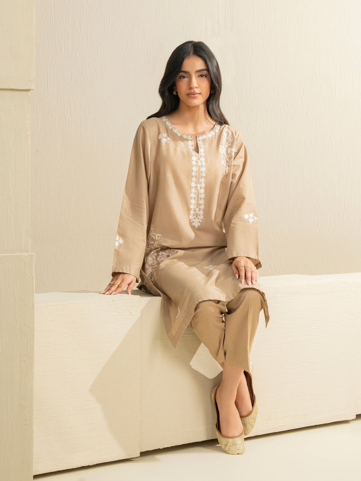 2 Piece Cambric Suit-Embroidered (Pret)