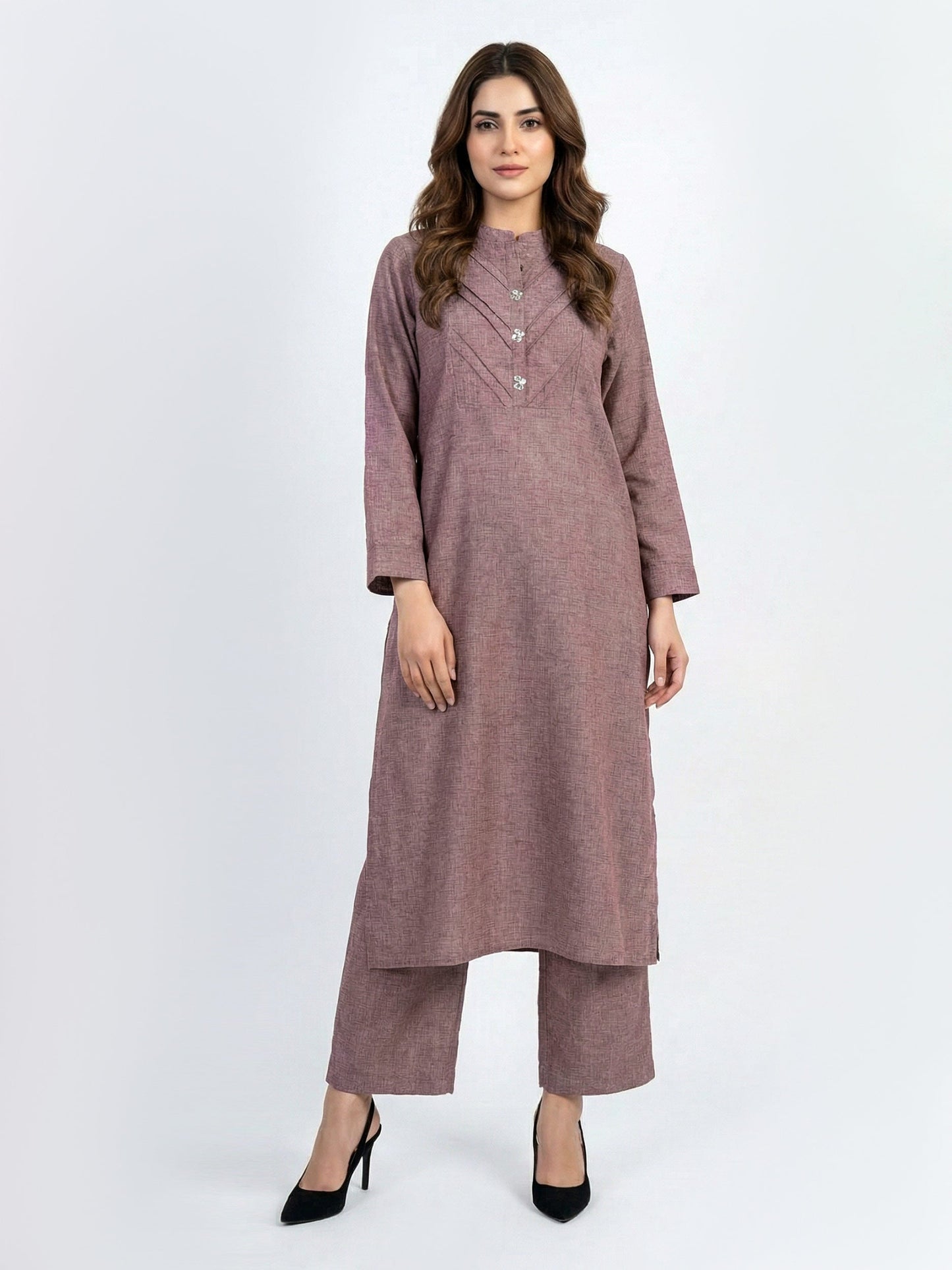 2 Piece Yarn Dyed Suit- Embroidered (Pret)