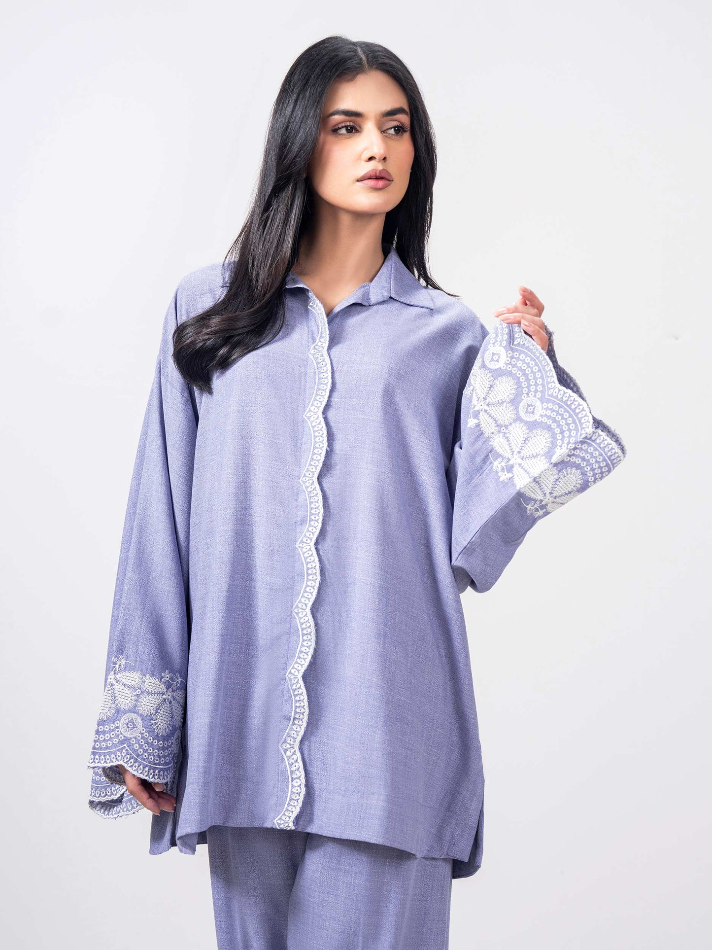 Yarn Dyed Co-ord Set- Embroidered