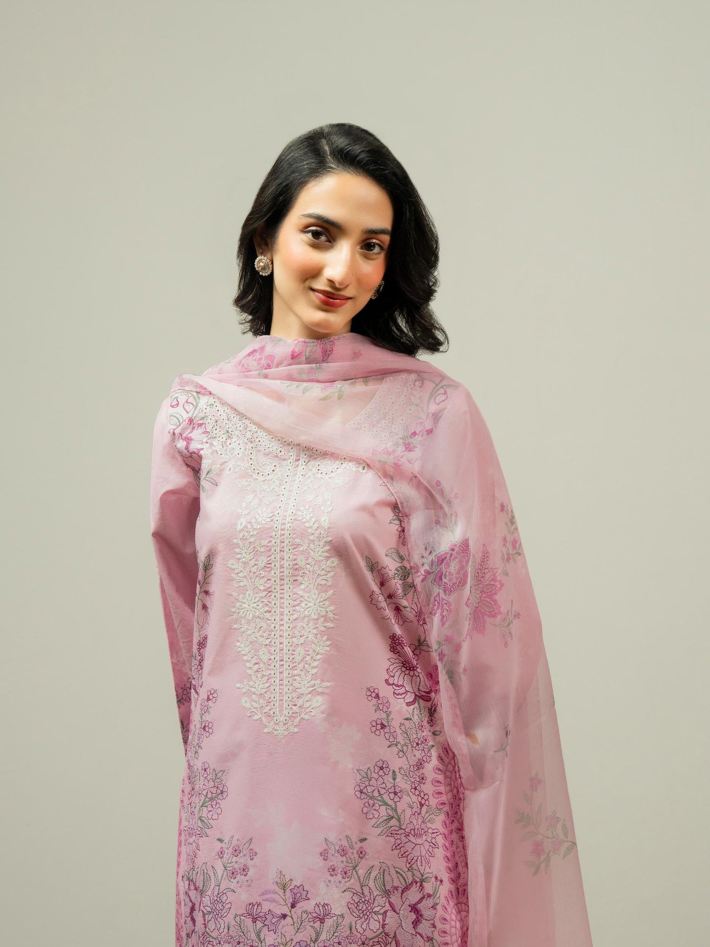 3 Piece Cambric Suit-Embroidered (Pret)