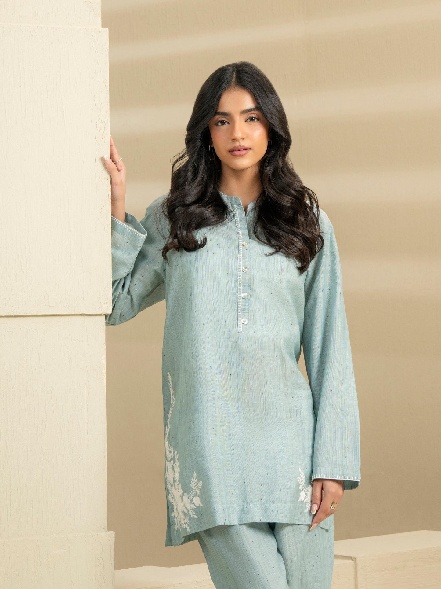 2 Piece Yarn Dyed Suit-Embroidered (Pret)