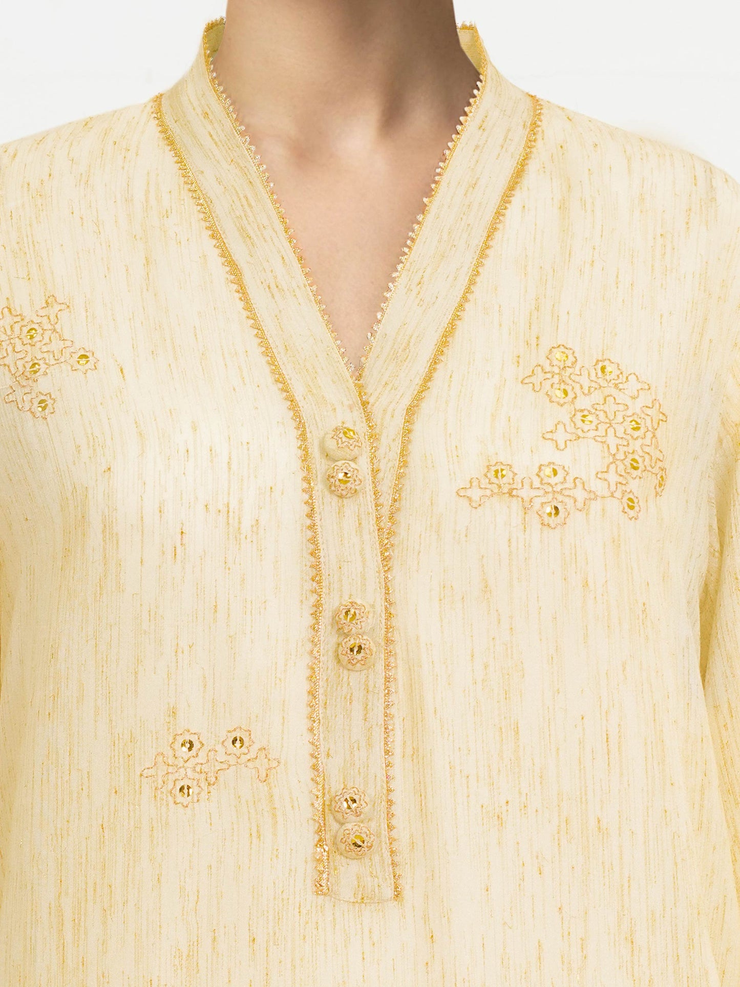 2 Piece Viscose Glitter Suit- Embroidered (Pret)