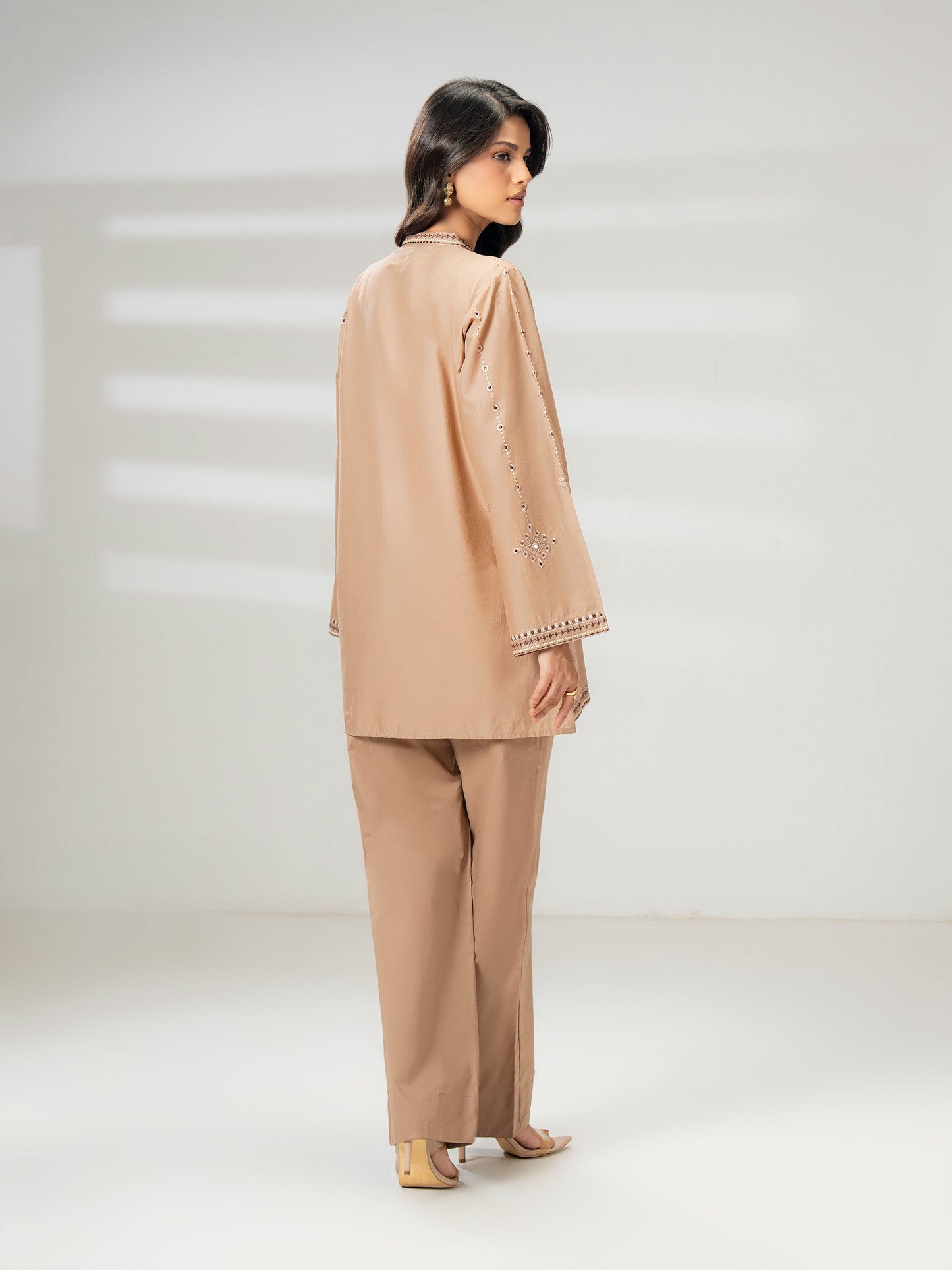 Cambric Co-ord Set-Embroidered (Pret)