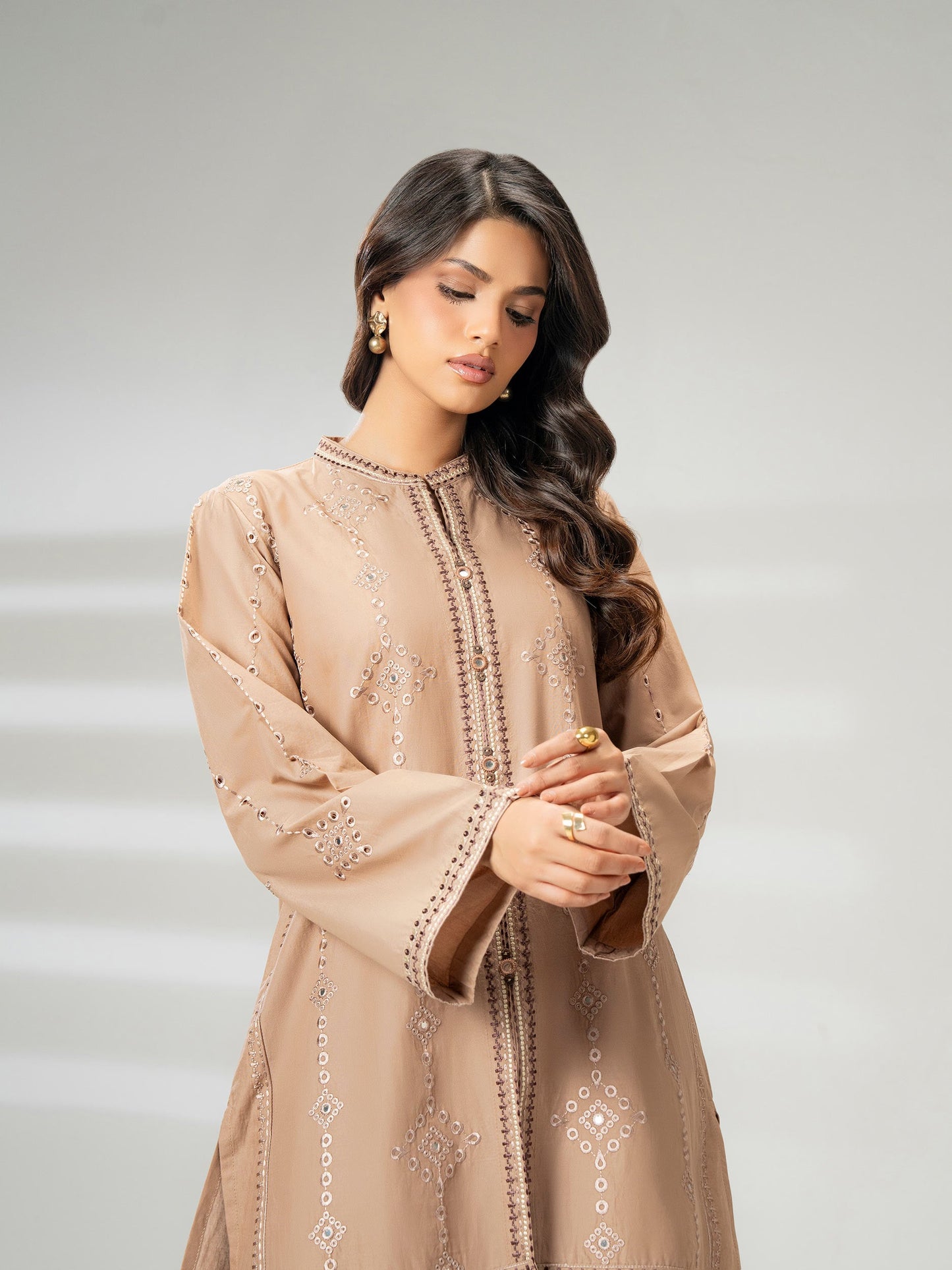 Cambric Co-ord Set-Embroidered (Pret)