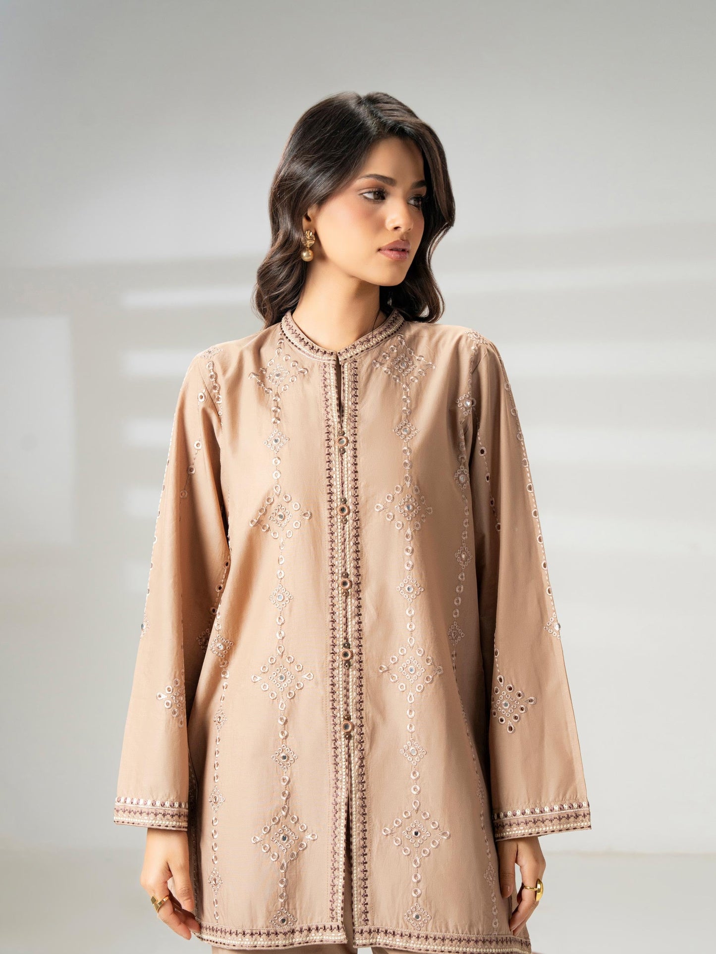 Cambric Co-ord Set-Embroidered (Pret)