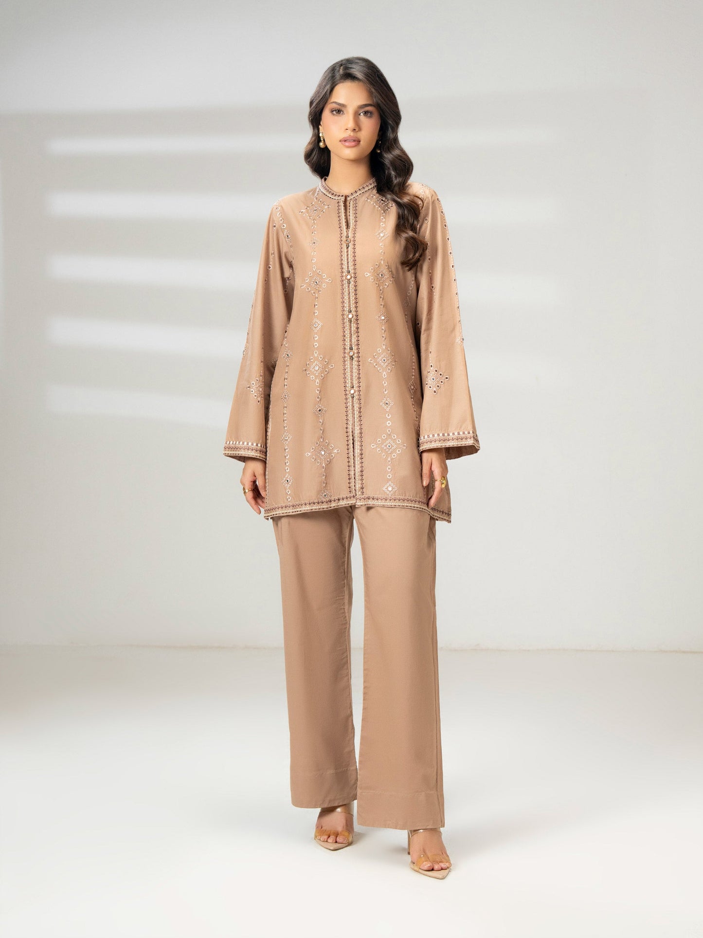 Cambric Co-ord Set-Embroidered (Pret)