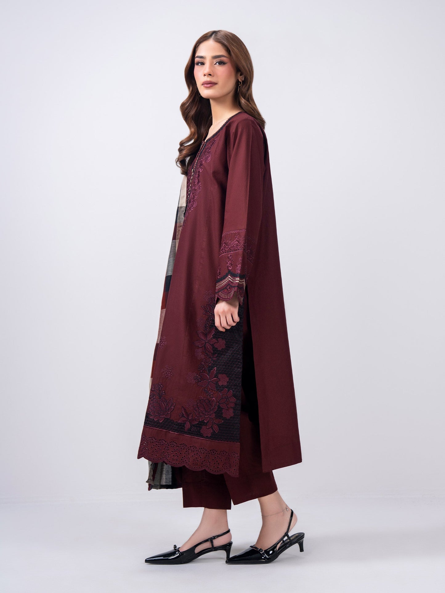 3 Piece Dobby Suit- Embroidered (Pret)