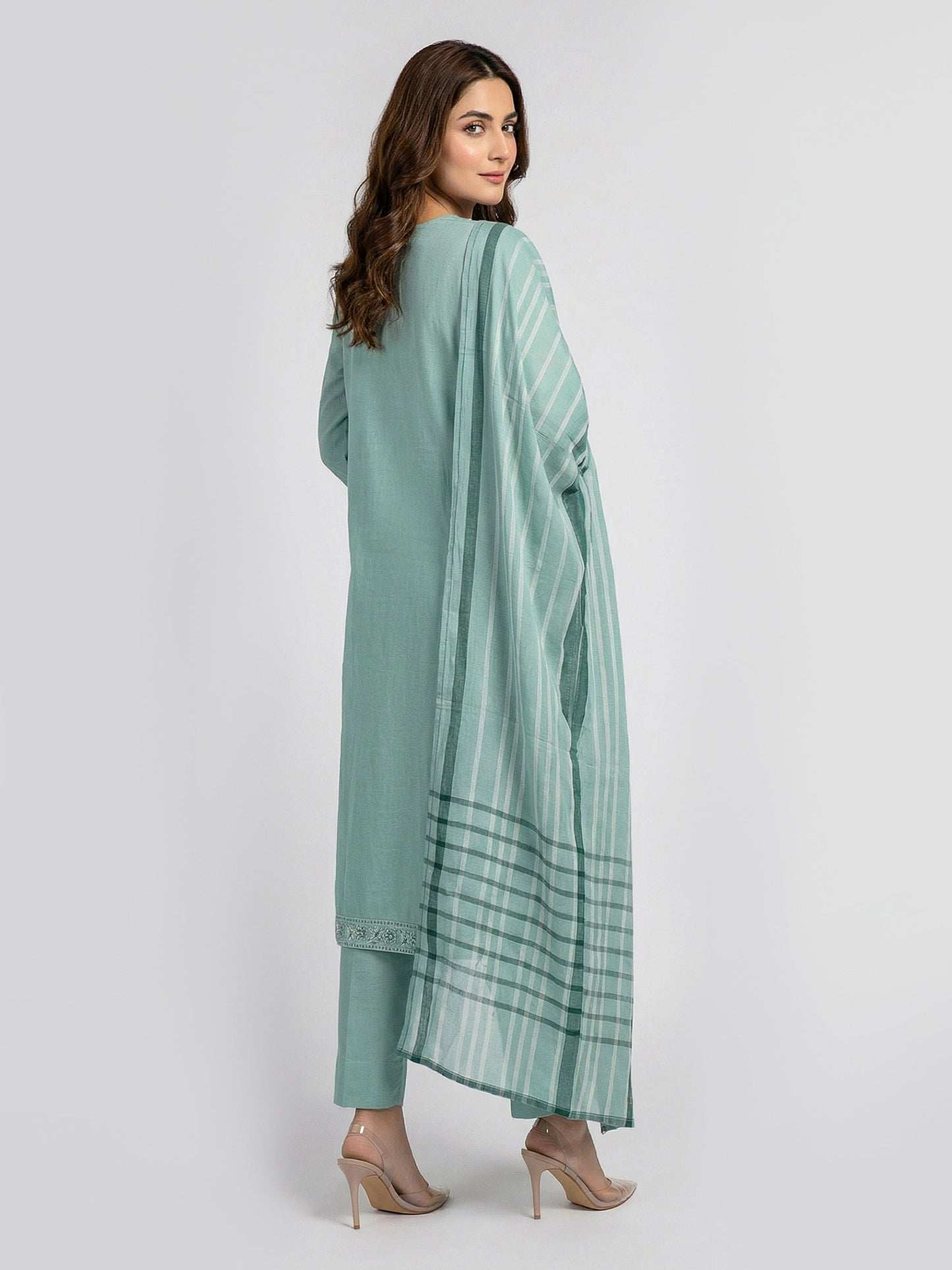3 Piece Slub Khaddar- Embroidered (Pret)