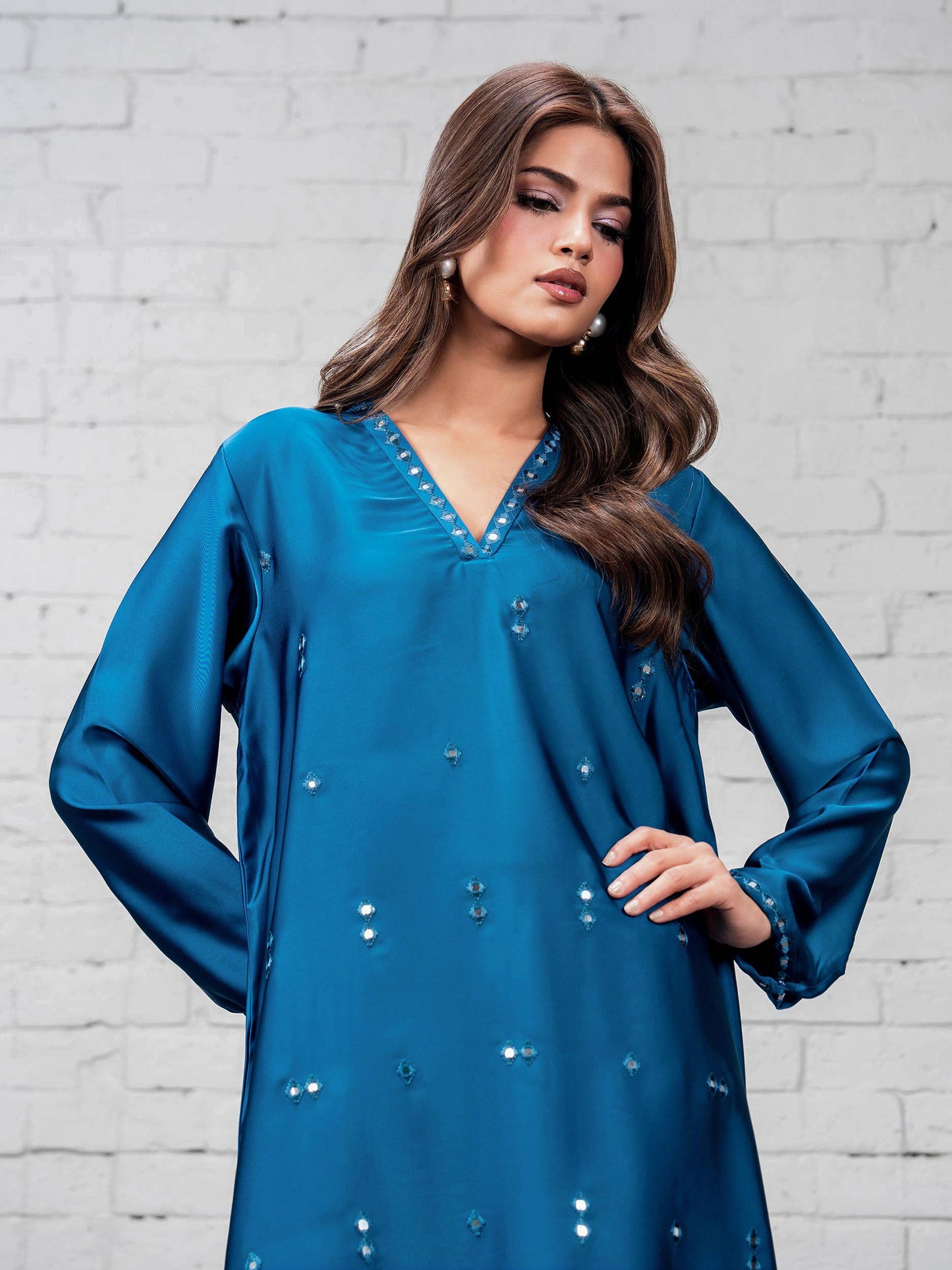 2 Piece Silk Suit- Embellished (Pret)