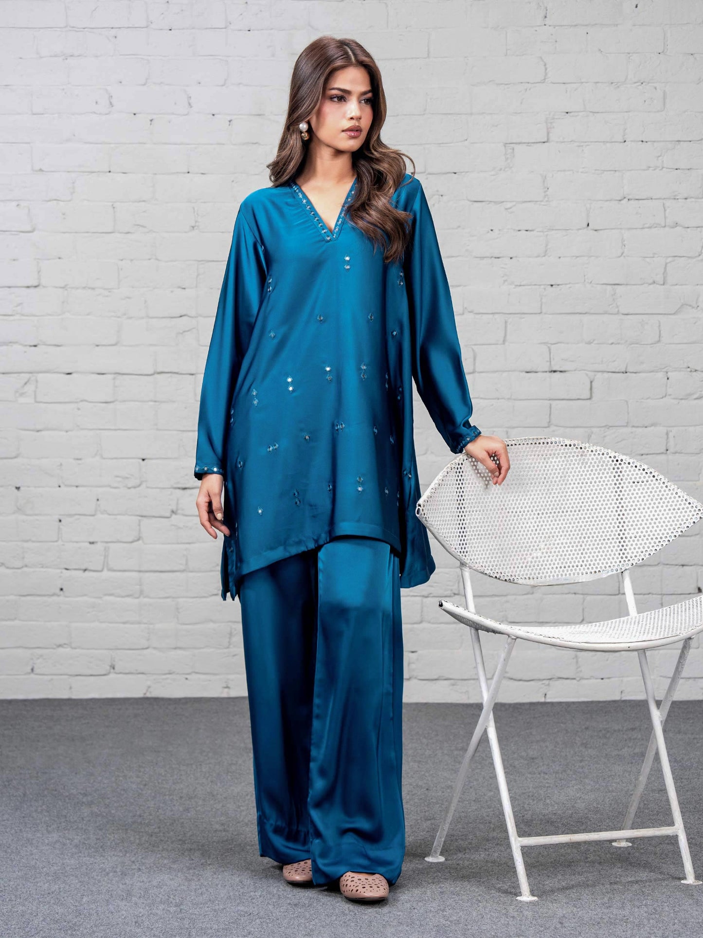 2 Piece Silk Suit- Embellished (Pret)