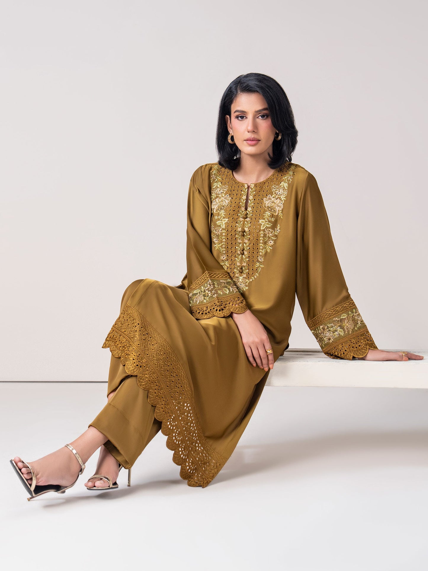 2 Piece Silk Suit- Embroidered (Pret)
