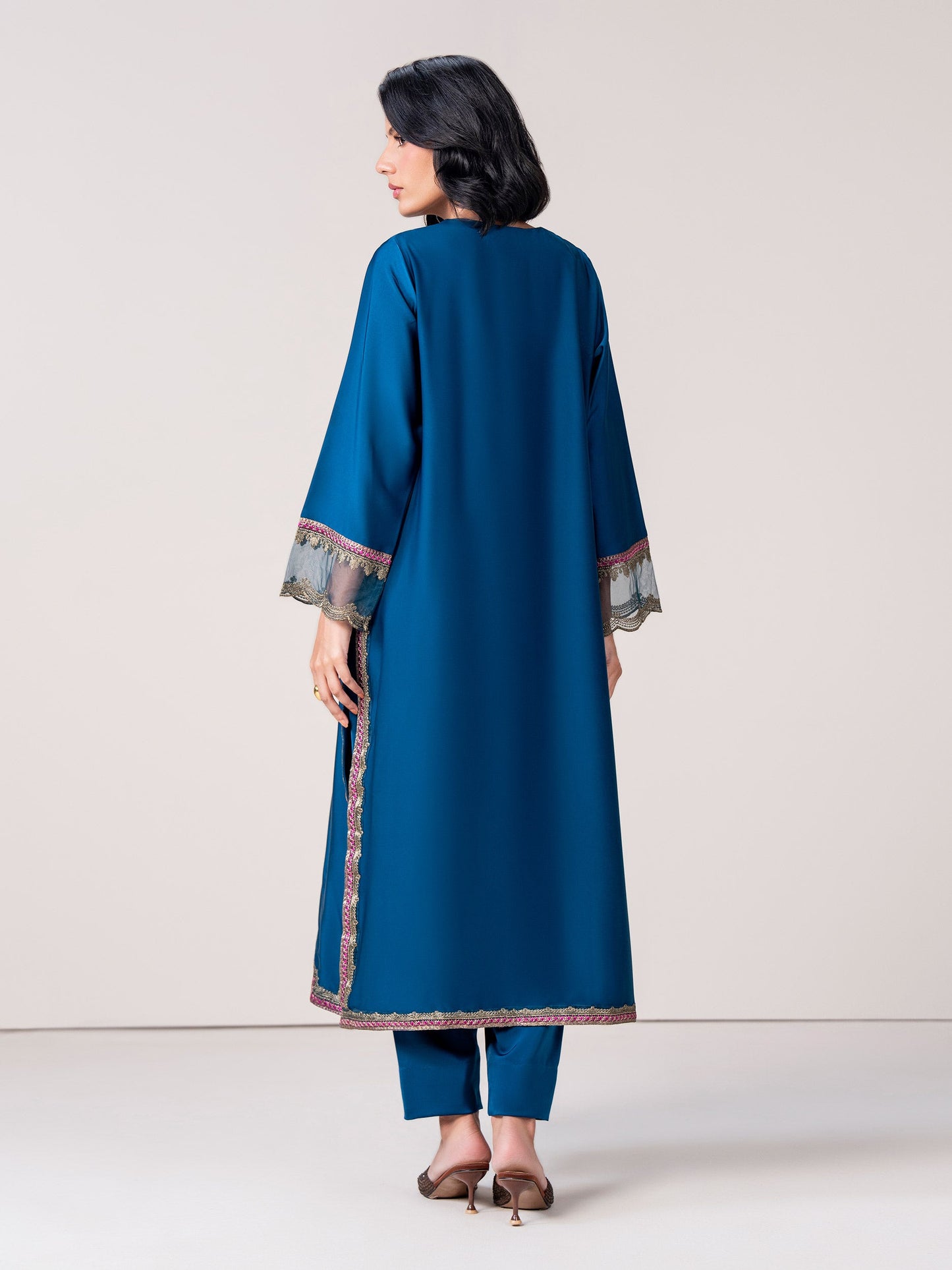 2 Piece Silk Suit-  Embroidered (Pret)