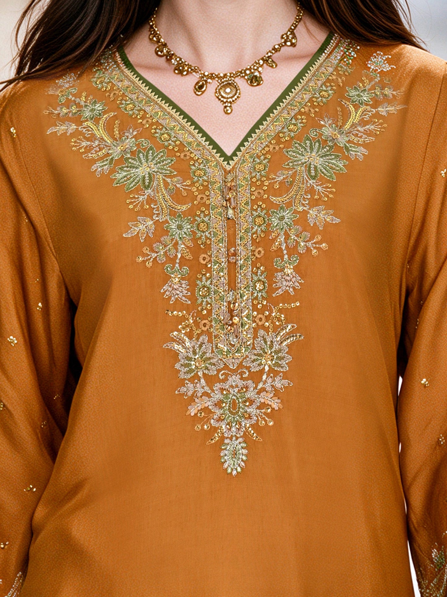 3 Piece Raw Silk Suit- Embroidered (Pret)