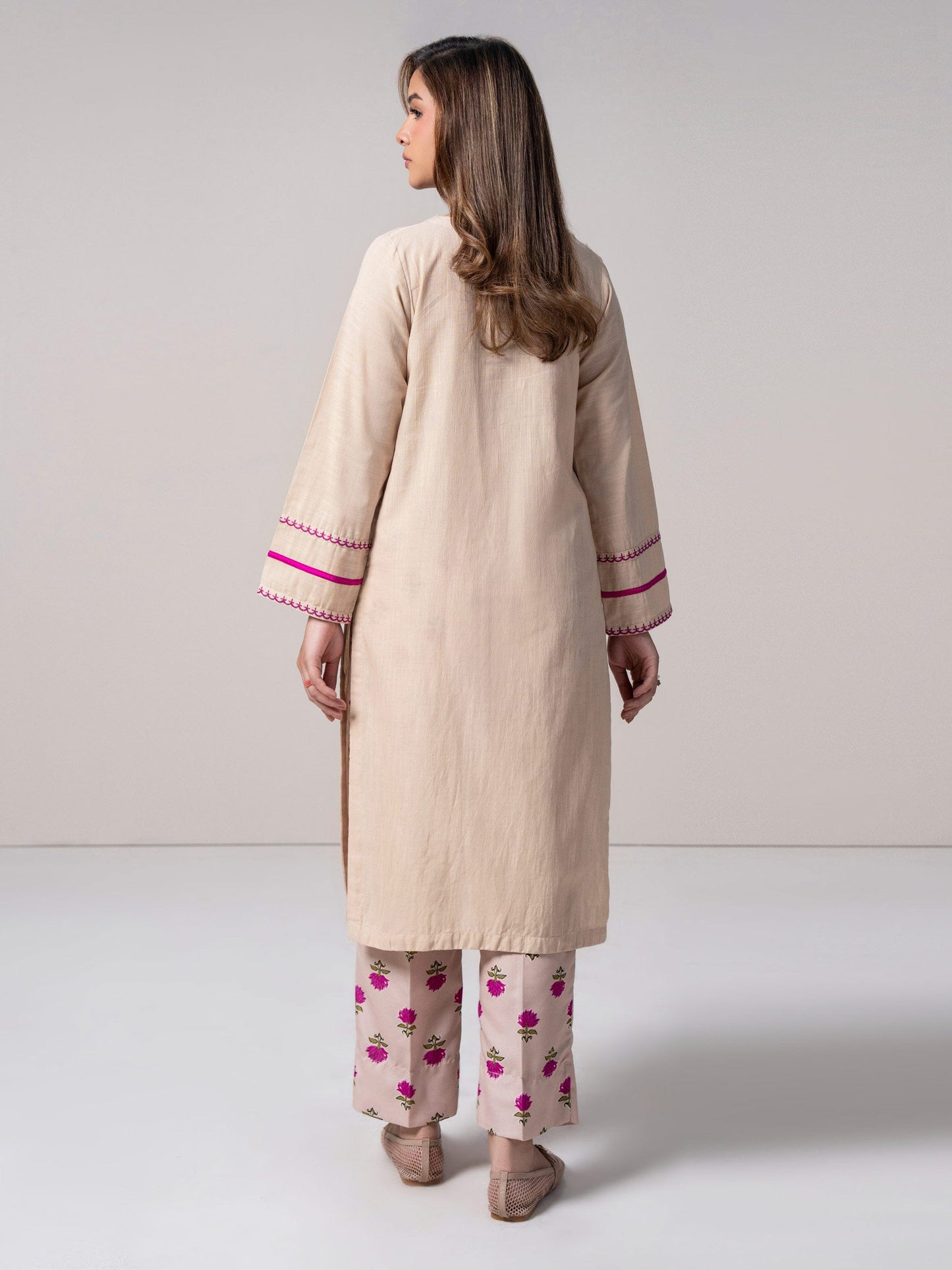 2 Piece Slub Khaddar Suit- Embroidered (Pret)