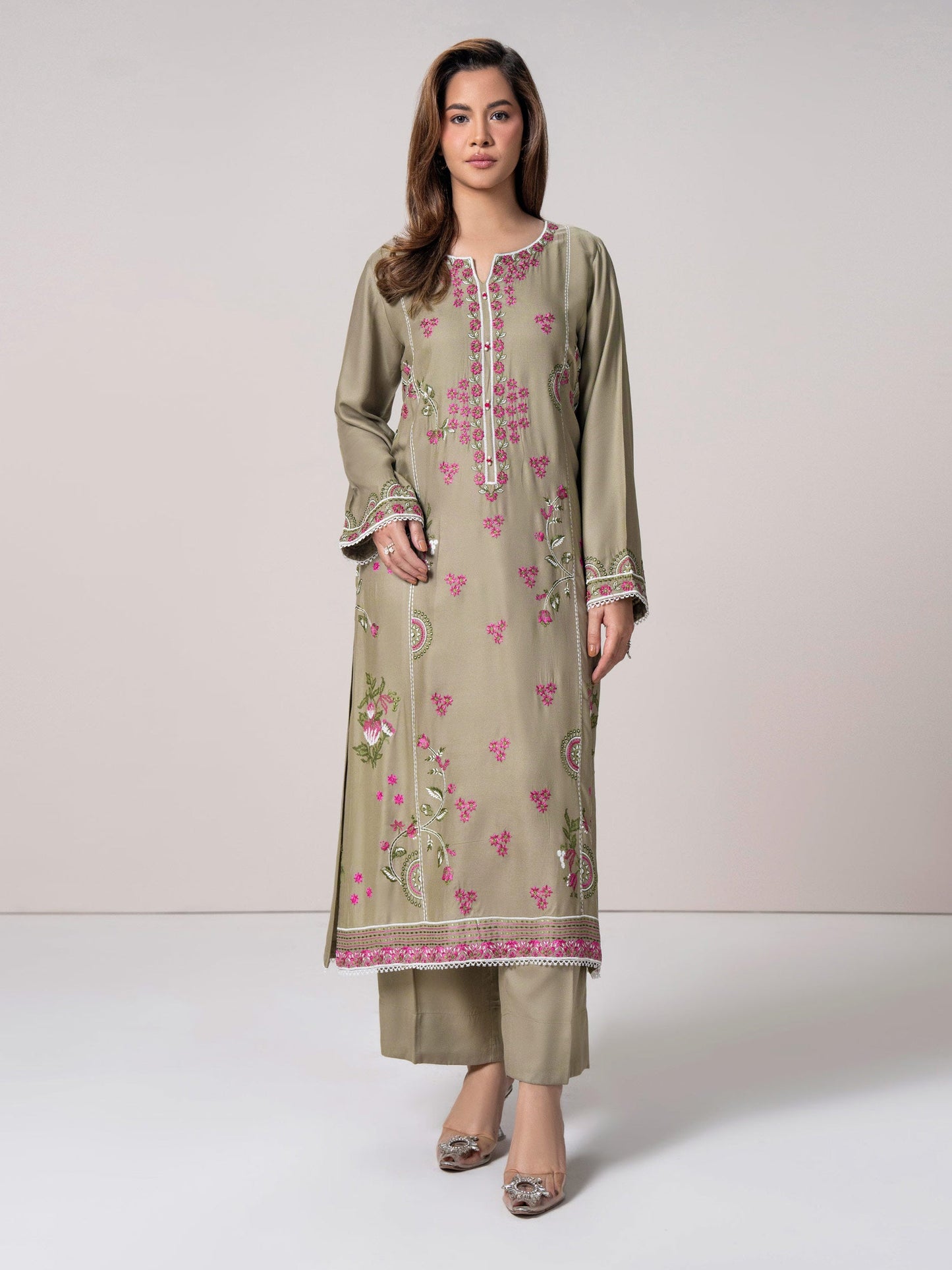 2 Piece Crepe Suit- Embroidered (Pret)