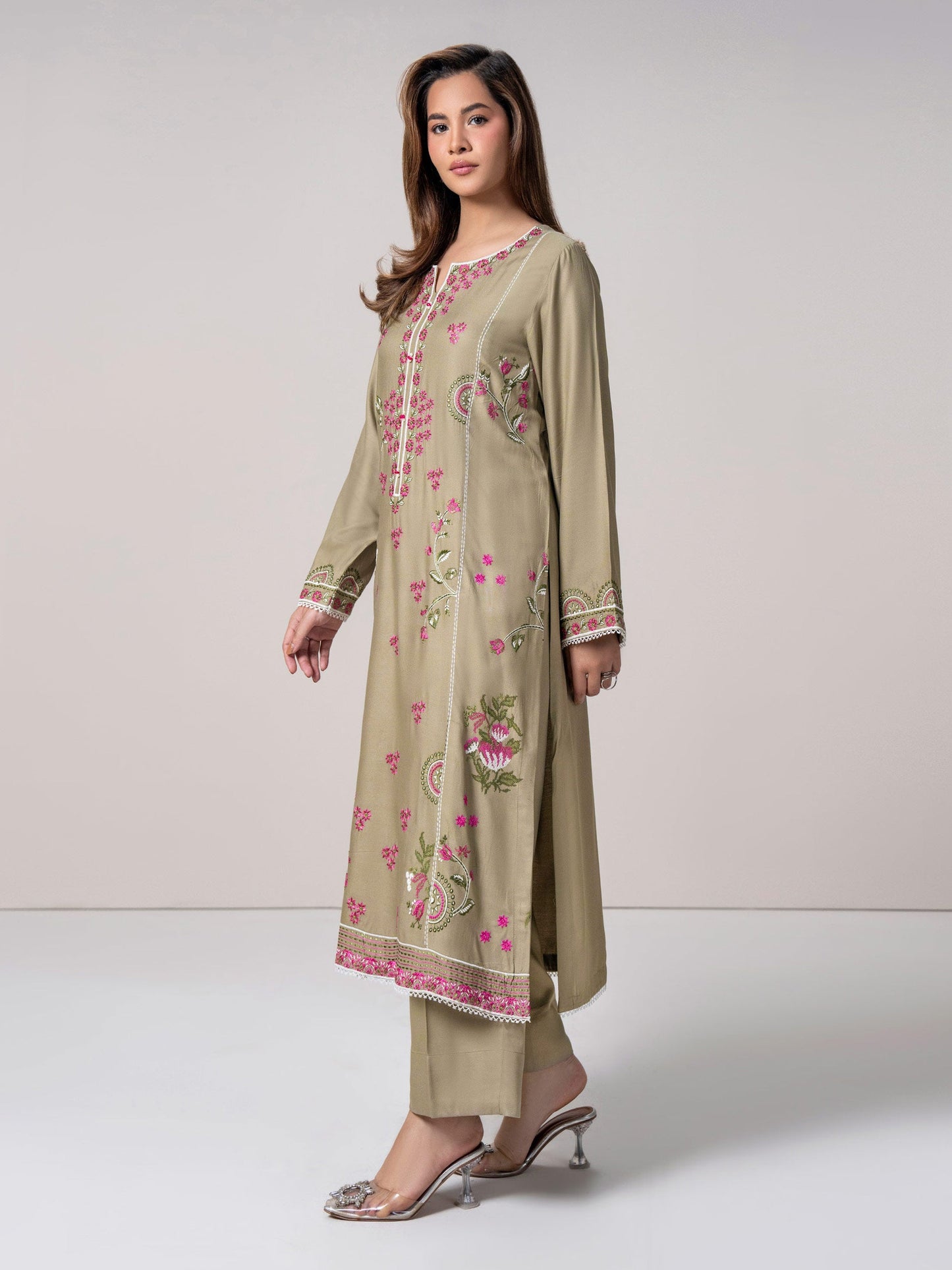 2 Piece Crepe Suit- Embroidered (Pret)