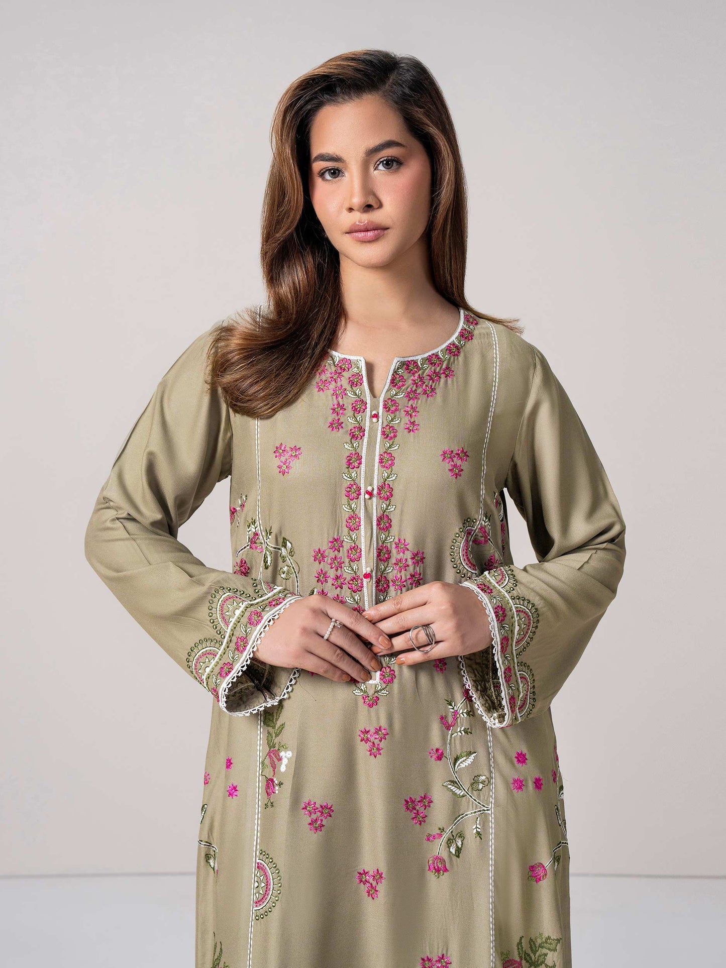 2 Piece Crepe Suit- Embroidered (Pret)