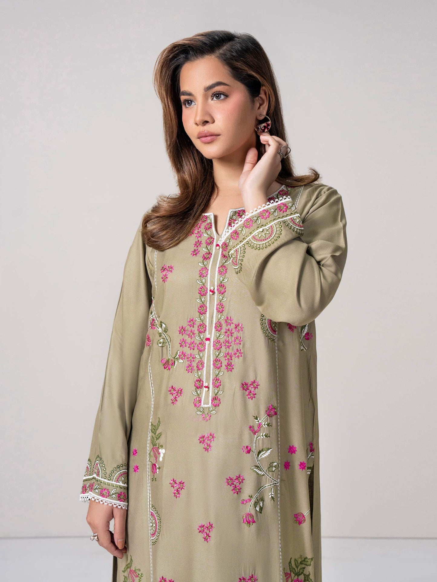 2 Piece Crepe Suit- Embroidered (Pret)