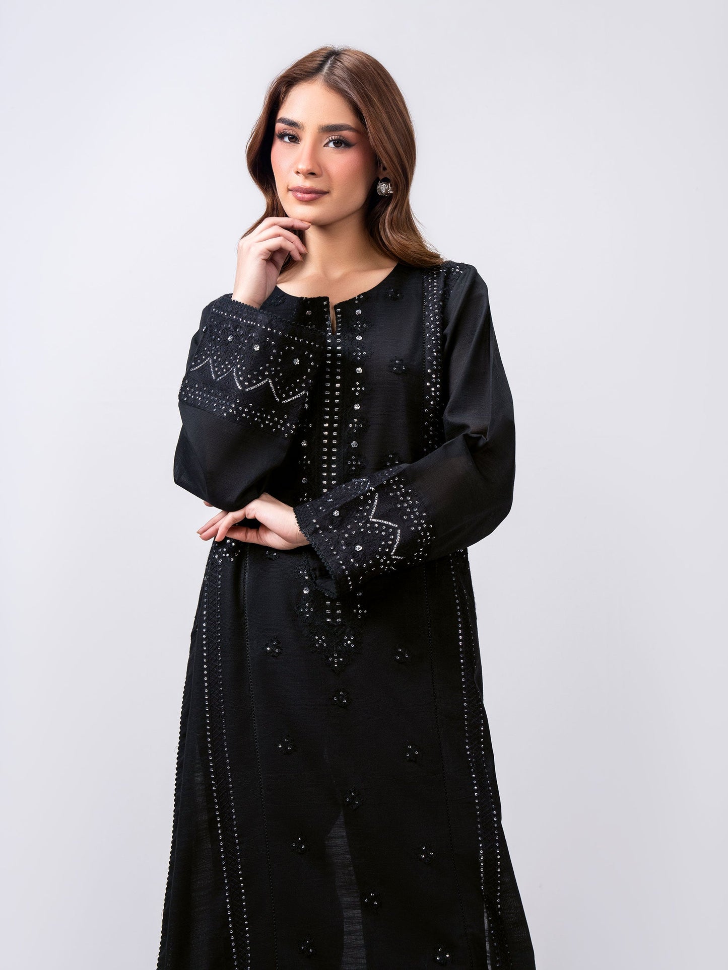 2 Piece Slub Khaddar Suit- Embroidered (Pret)