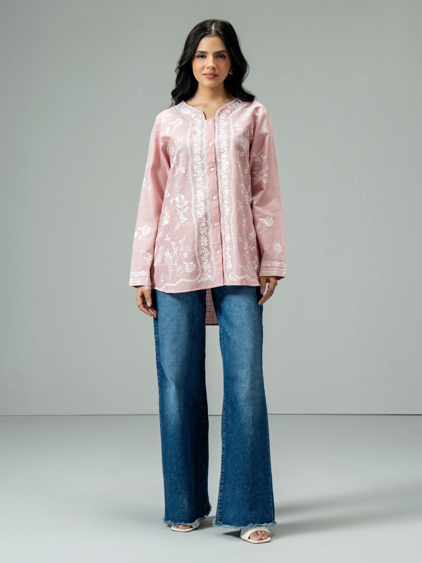 Slub Khaddar Kurti- Embroidered (Pret)