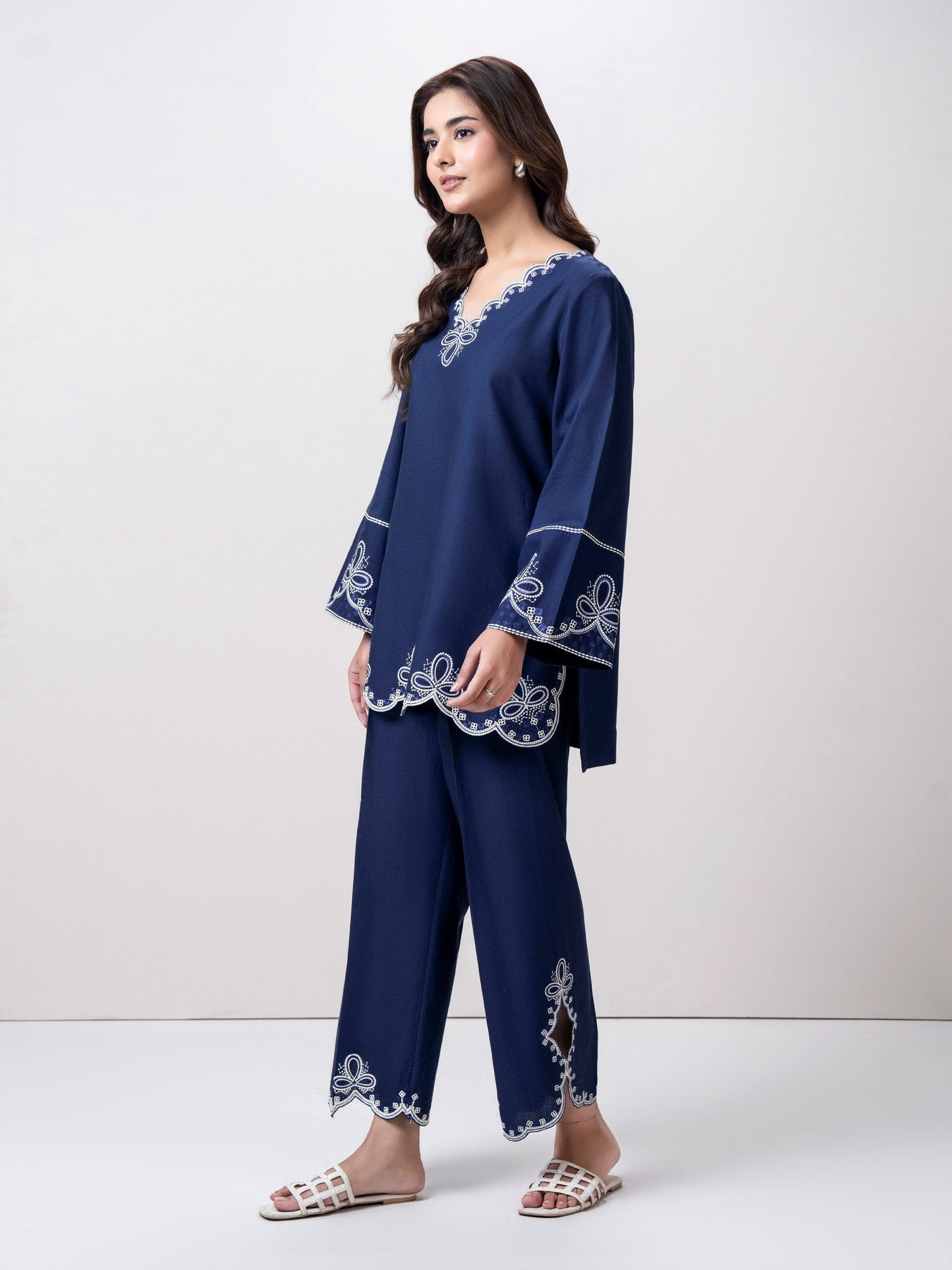 Dobby Co-ord Set- Embroidered