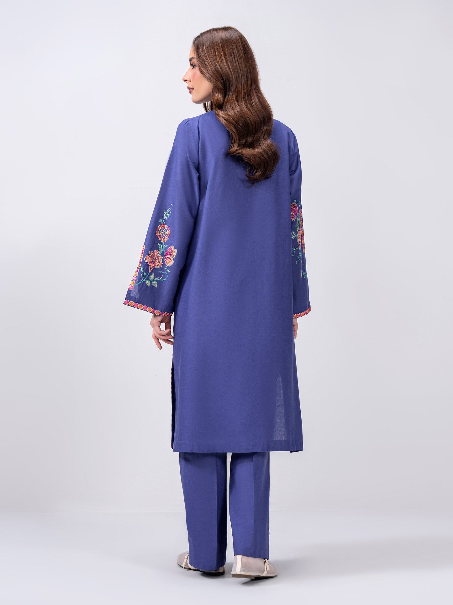 2 Piece Slub Khaddar Suit- Embroidered (Pret)