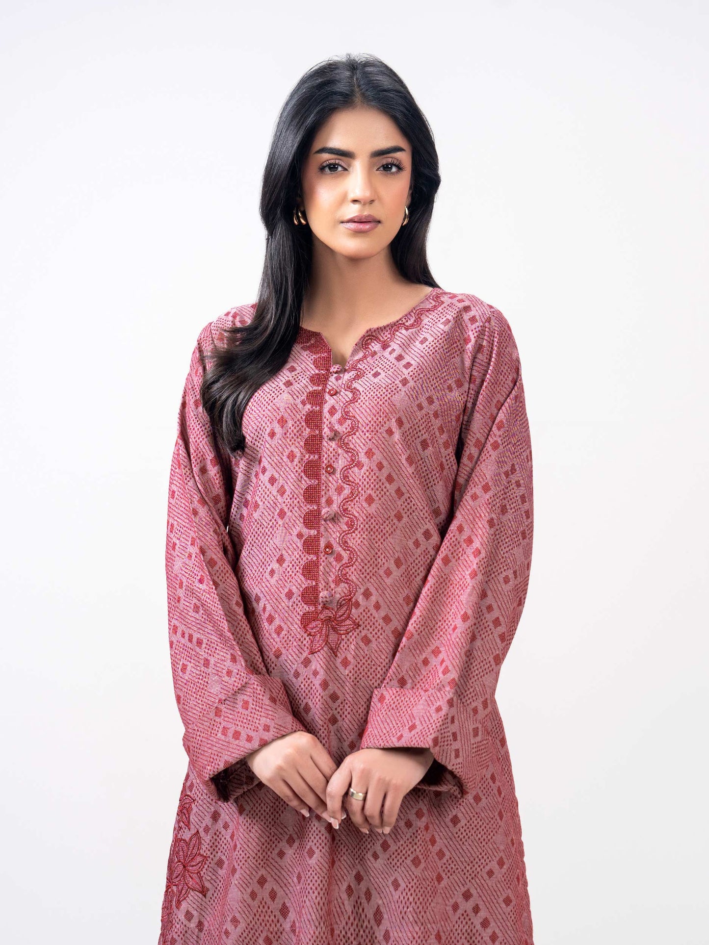 2 Piece Jacquard Yarn Dyed Suit- Embroidered (Pret)