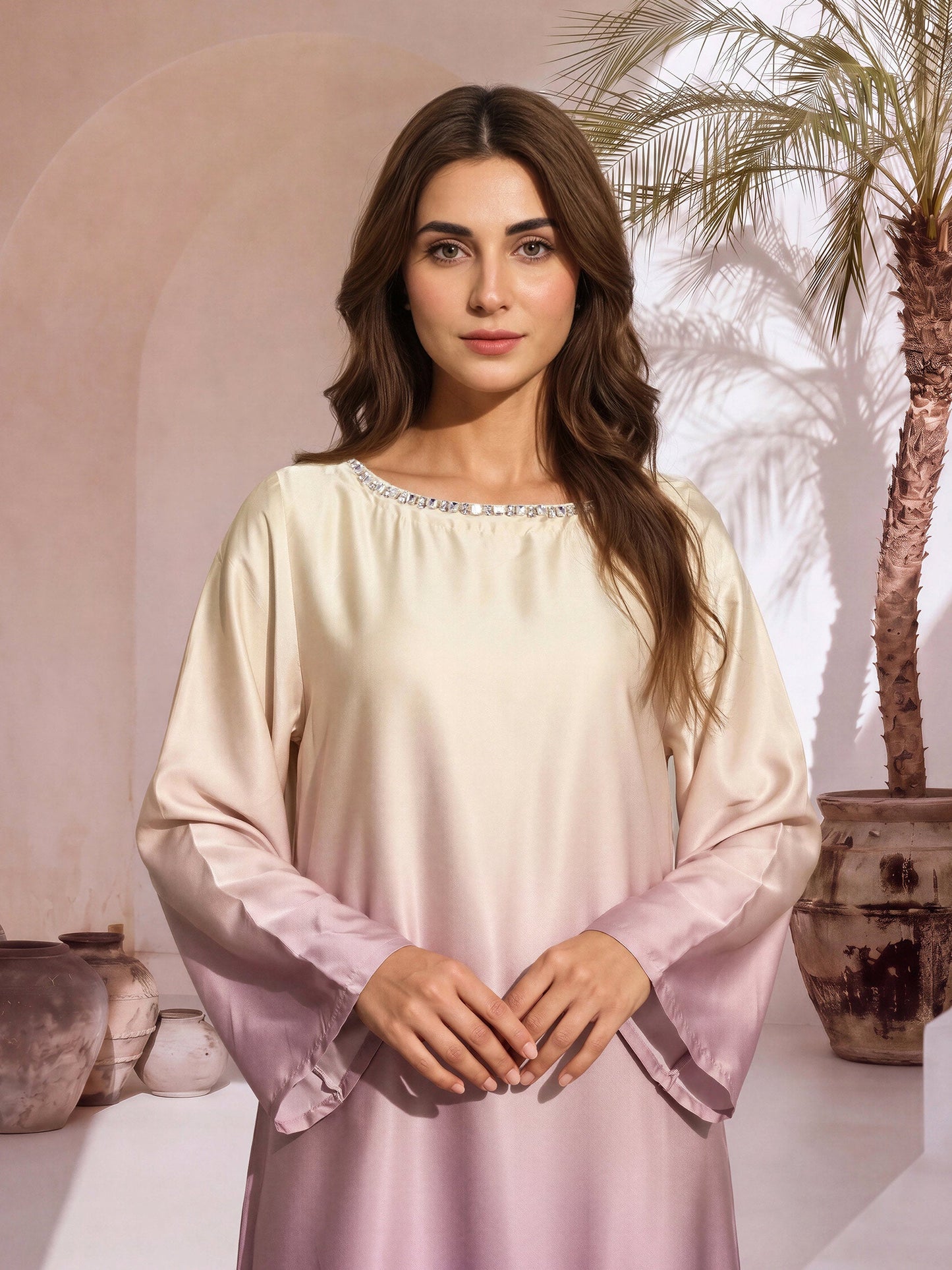 3 Piece Silk Suit- Embellished (Pret)
