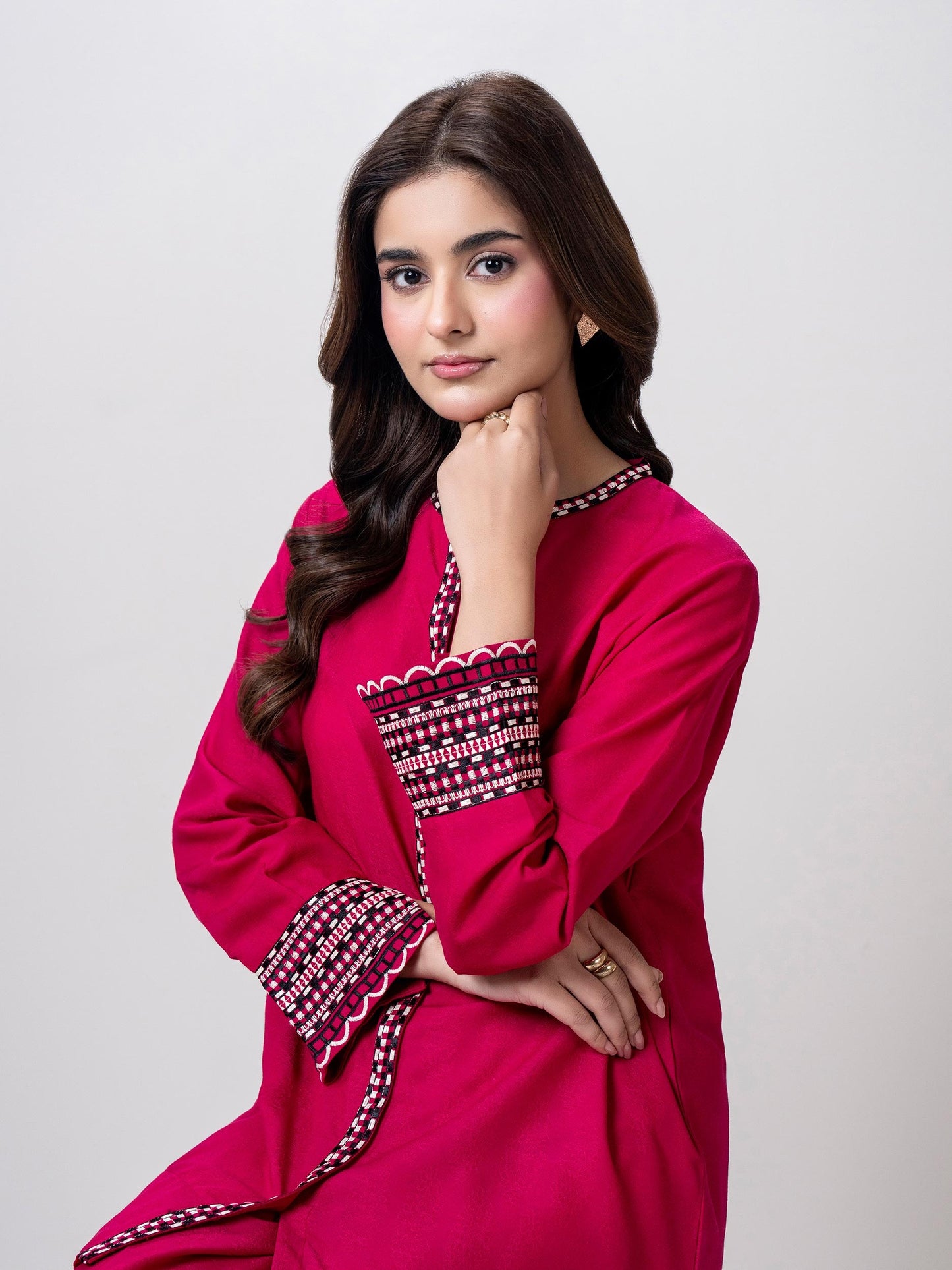 Self Jacquard Co-ord Set- Embroidered