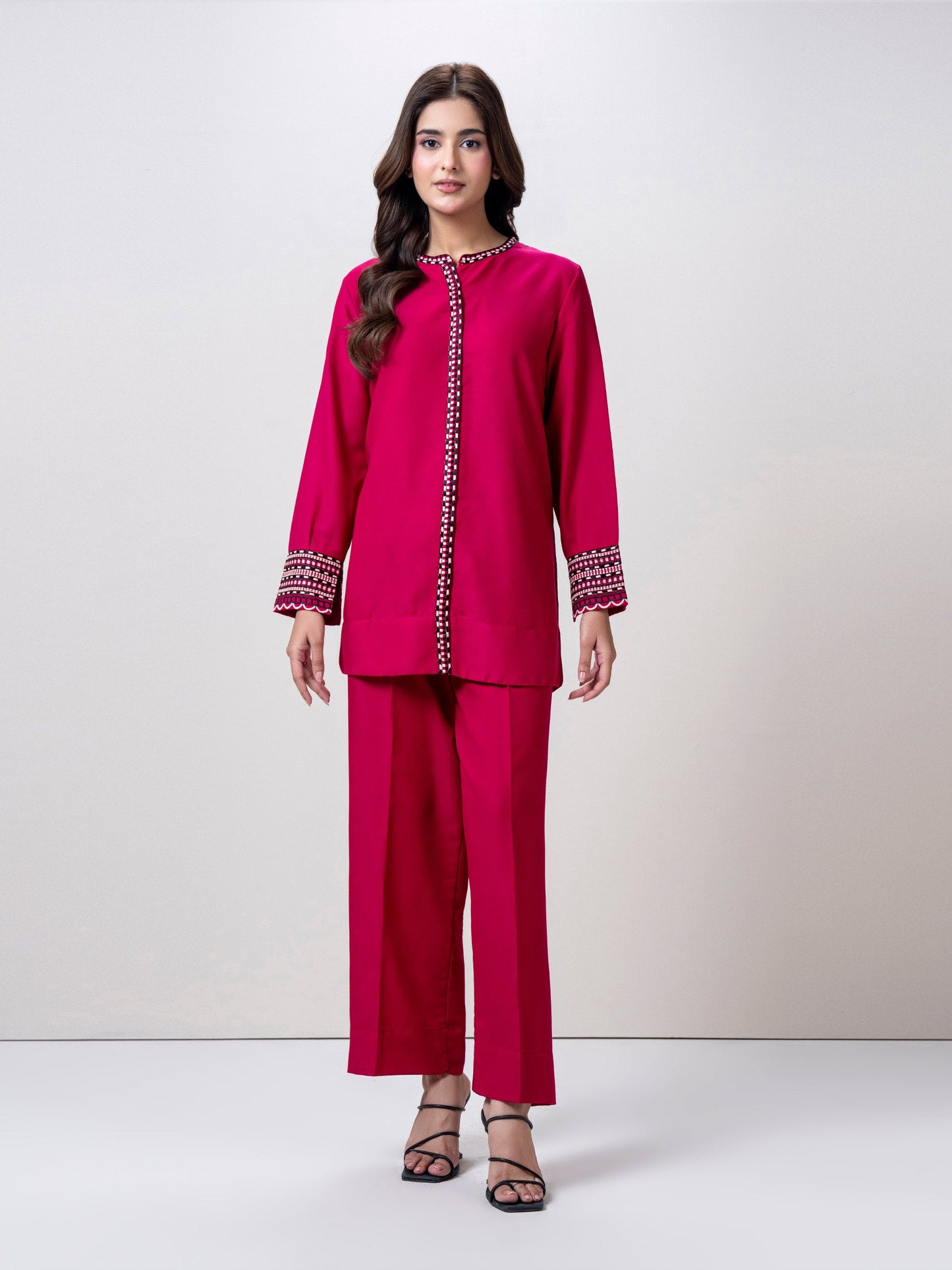 Self Jacquard Co-ord Set- Embroidered