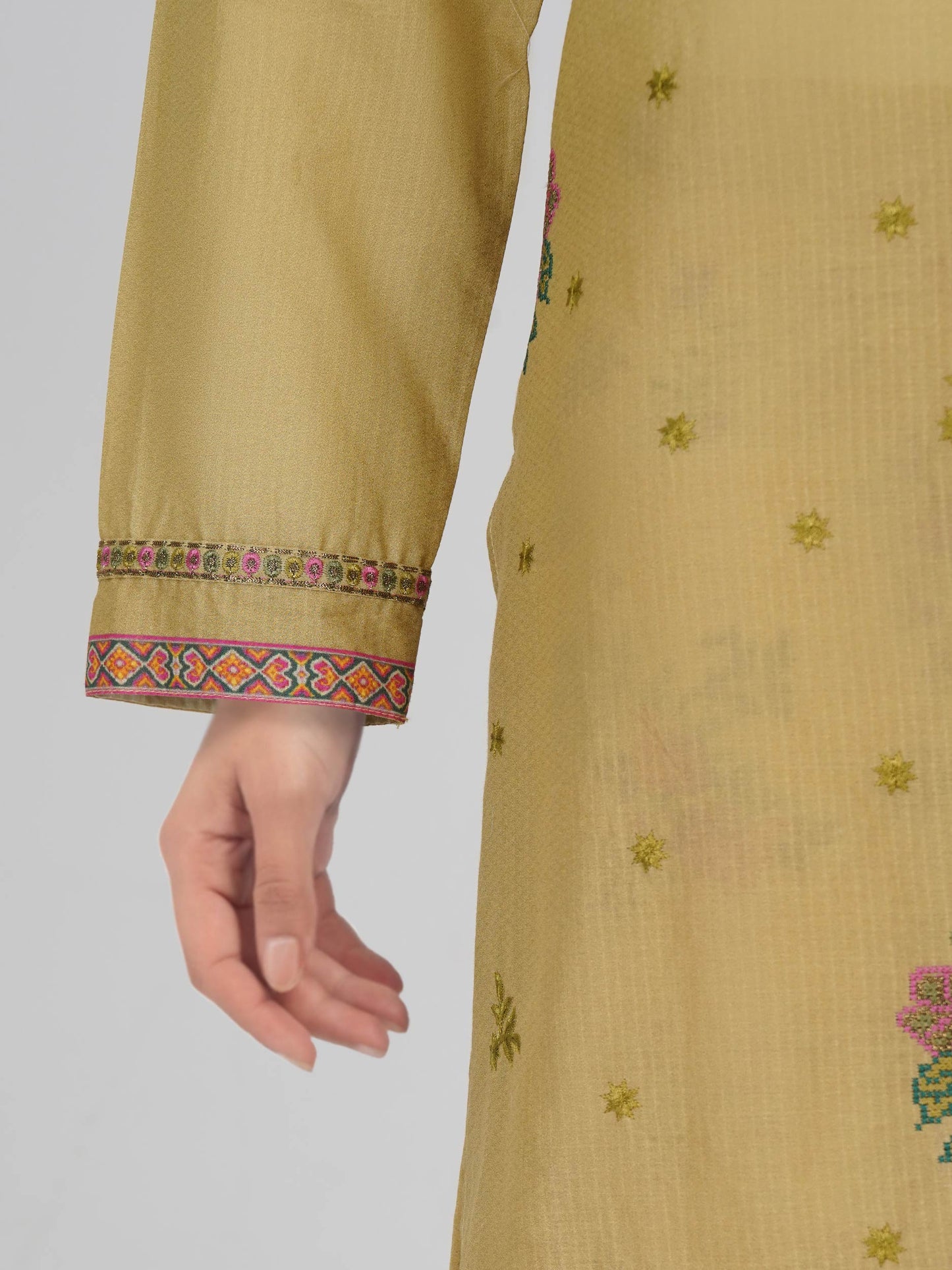 3 Piece Dobby Suit- Embroidered (Pret)