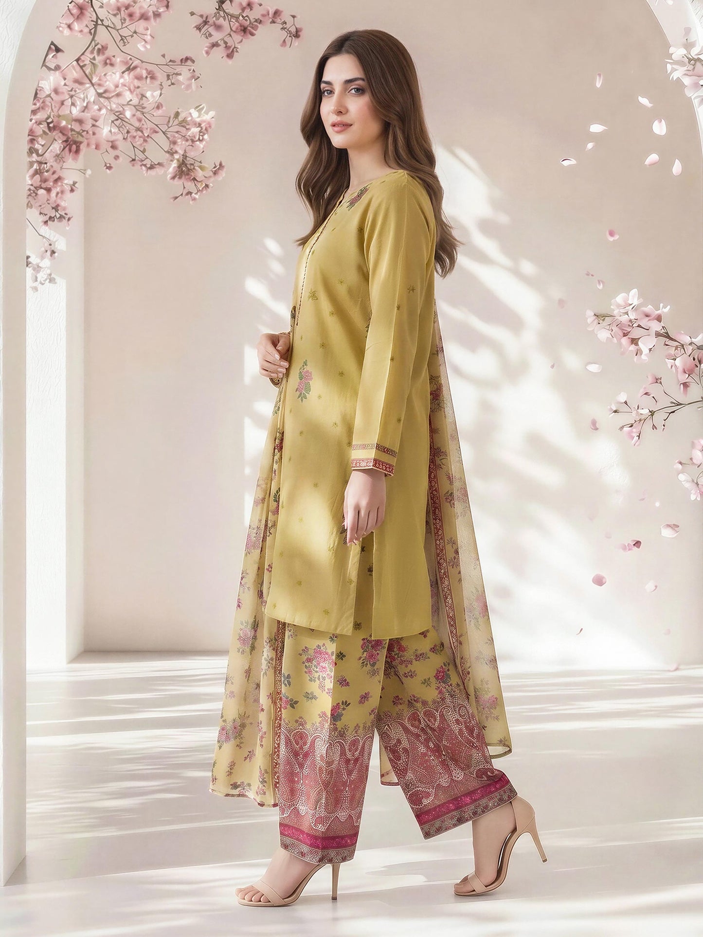 3 Piece Dobby Suit- Embroidered (Pret)