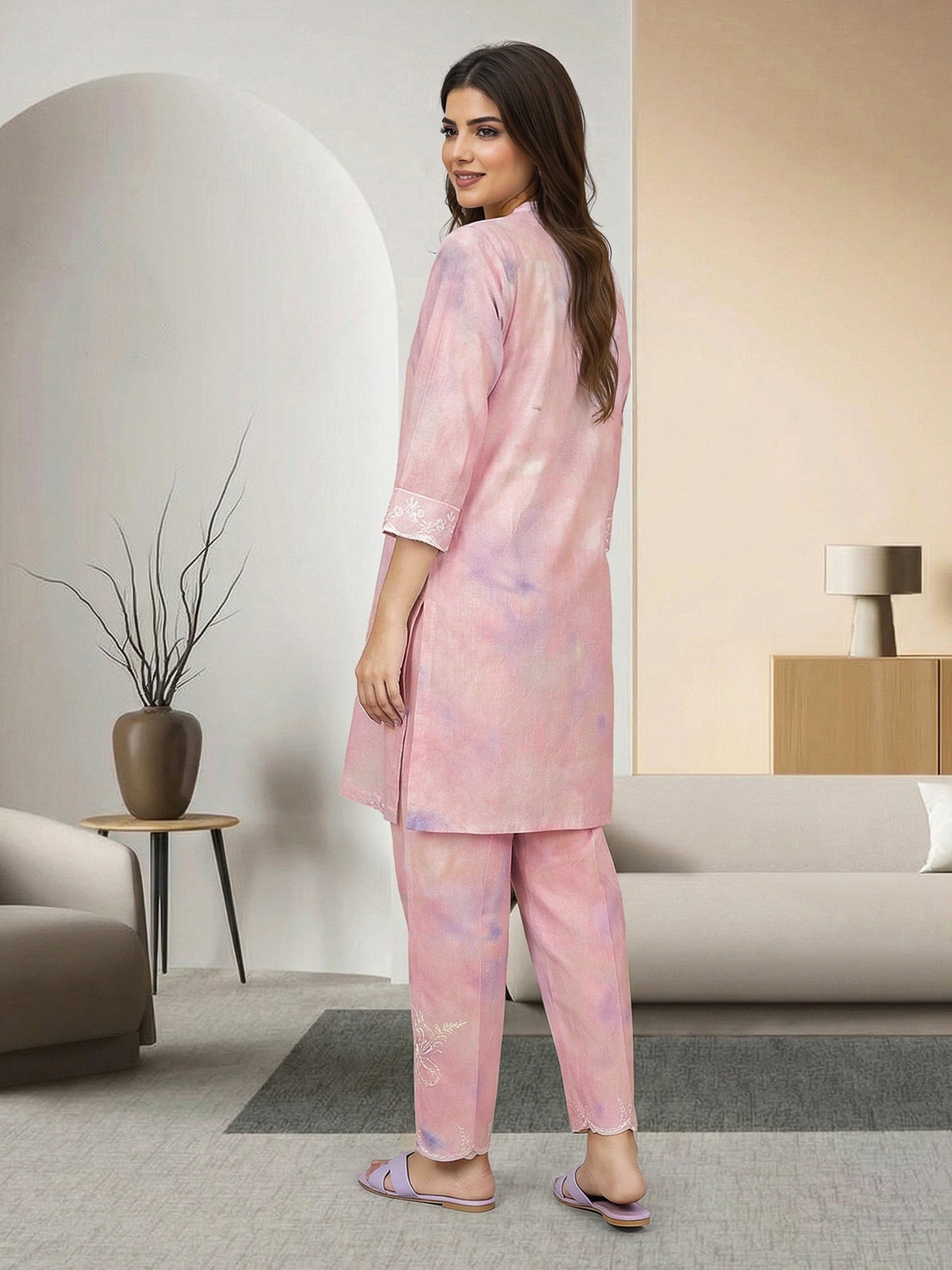 2 Piece Cambric Suit- Embroidered (Pret)