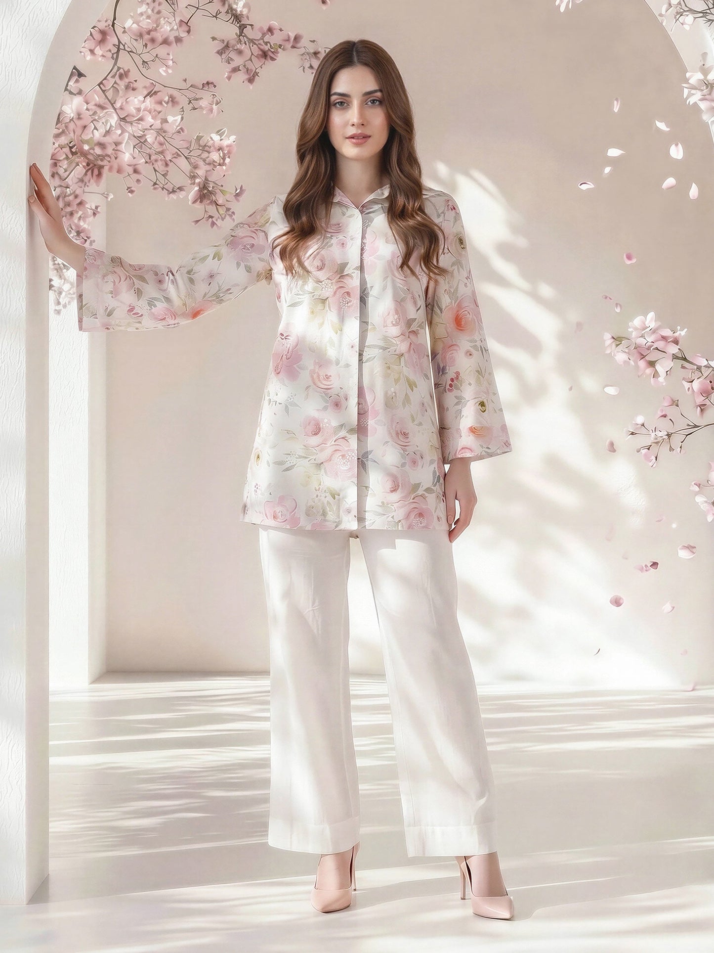 Lawn Slub Kurti- Embroidered (Pret)