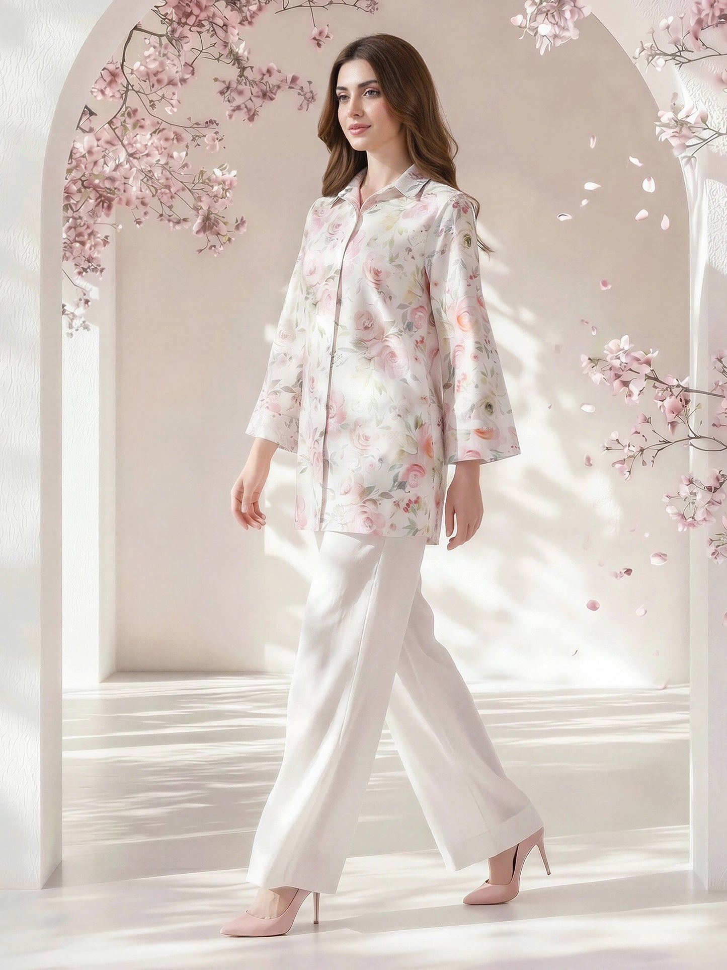 Lawn Slub Kurti- Embroidered (Pret)