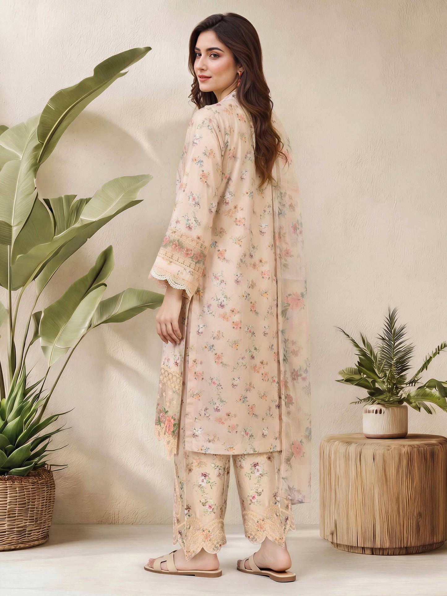 3 Piece Silk Suit- Embroidered (Pret)