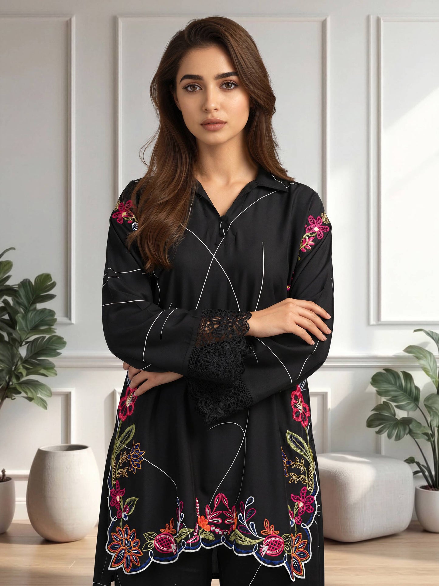 Silk Co-ord Set -Embroidered