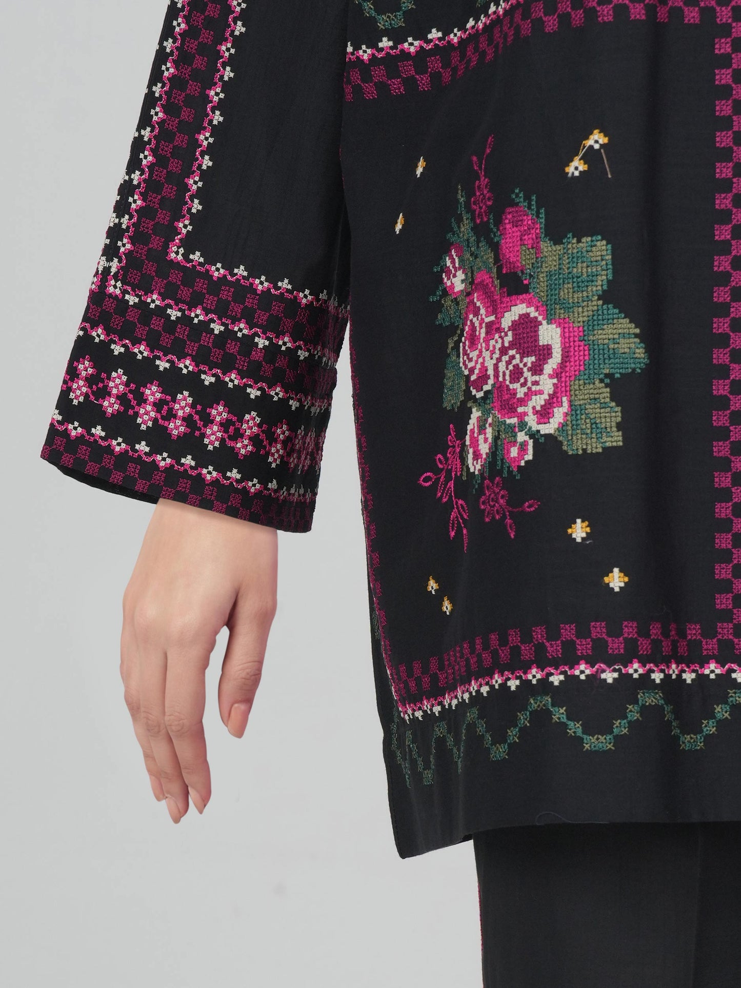 Lawn Slub Co-ord Set- Embroidered