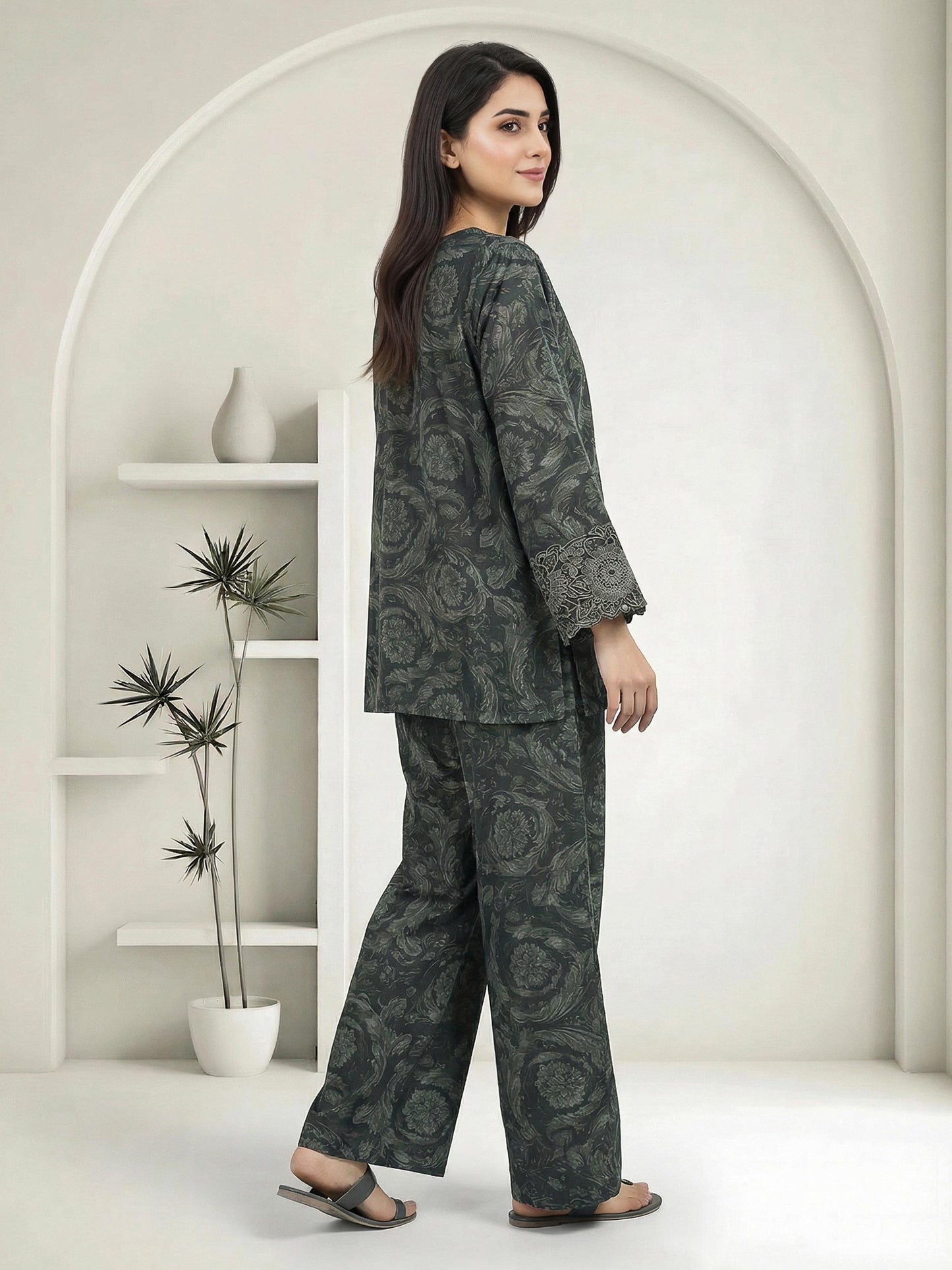 Silk Co ord set- Embroidered