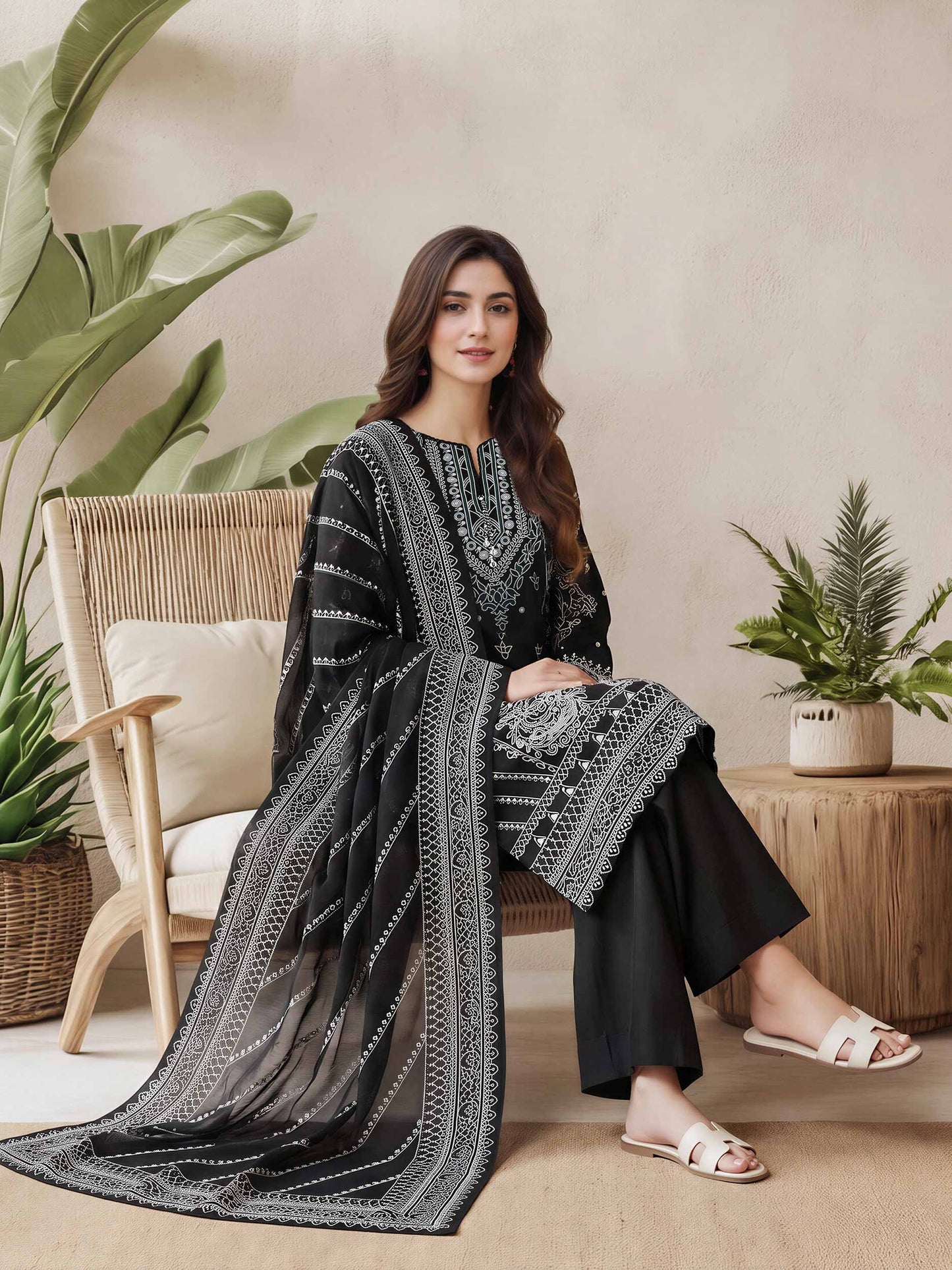 2 Piece Lawn Slub Suit (Pret)