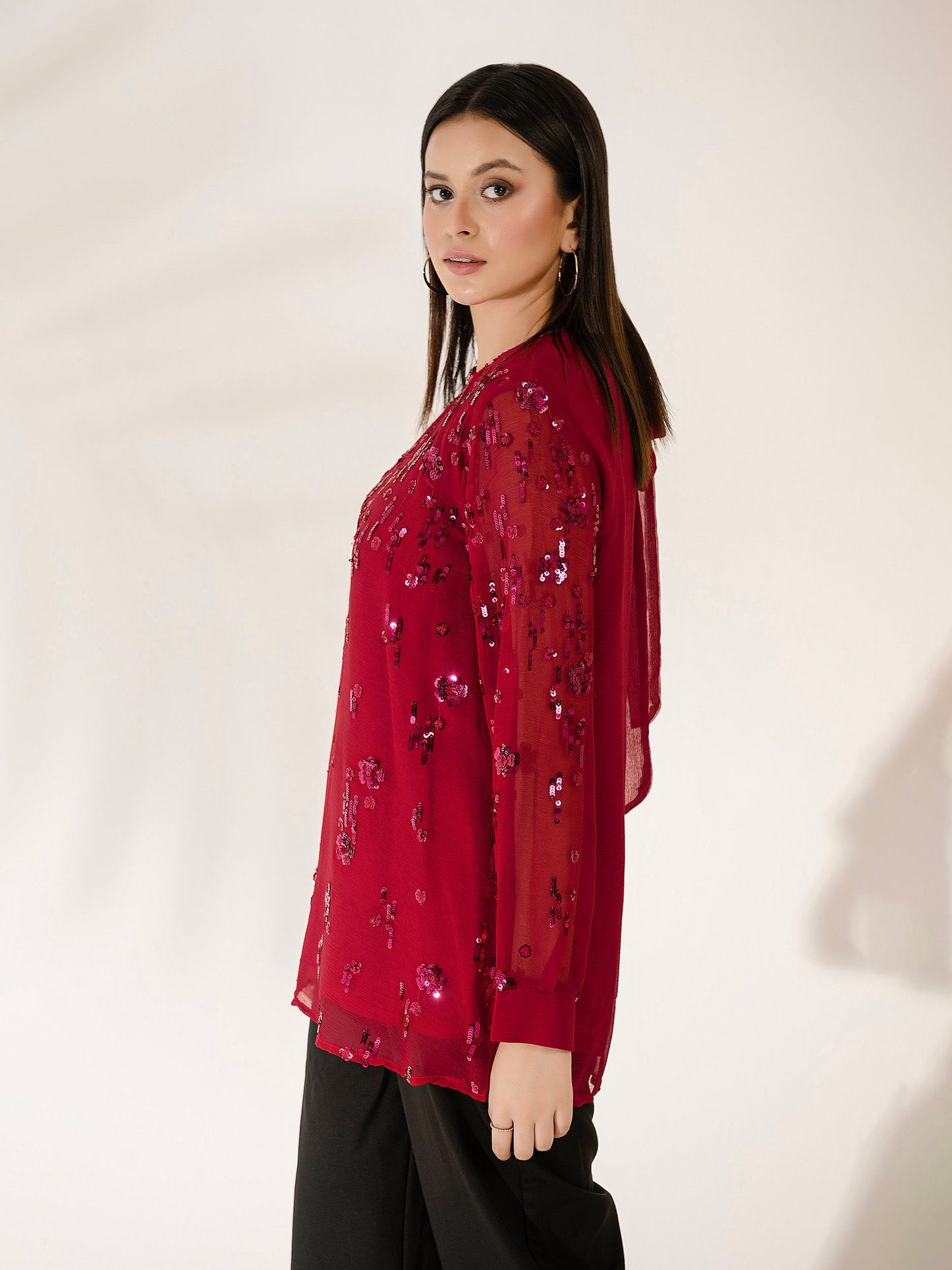 Embellished Chiffon Top