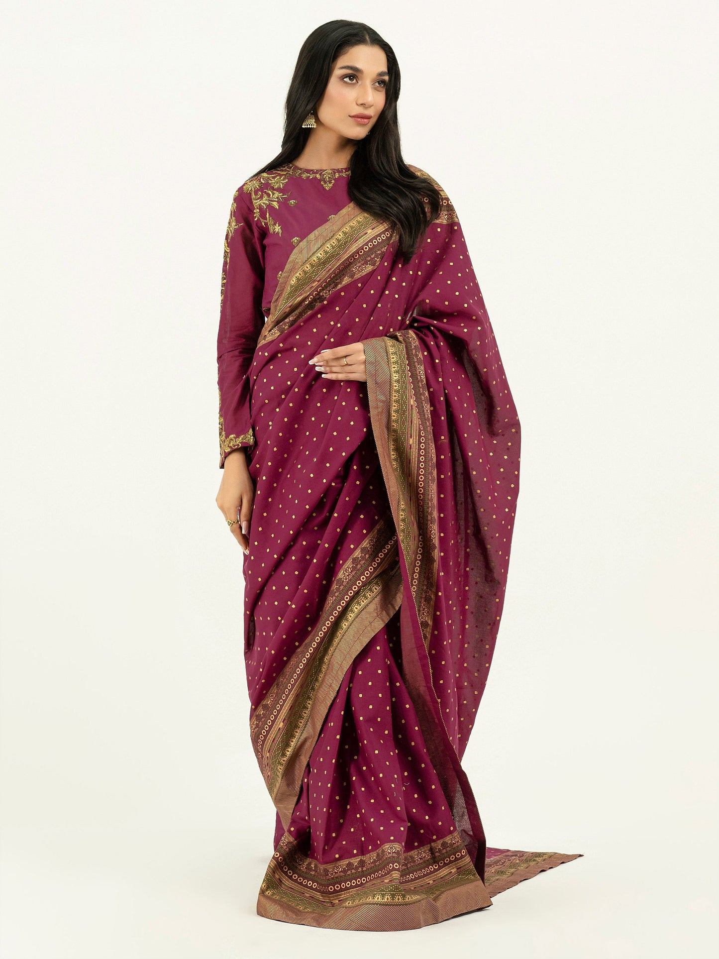 2 Piece Lawn Saree-Embroidered (Pret)