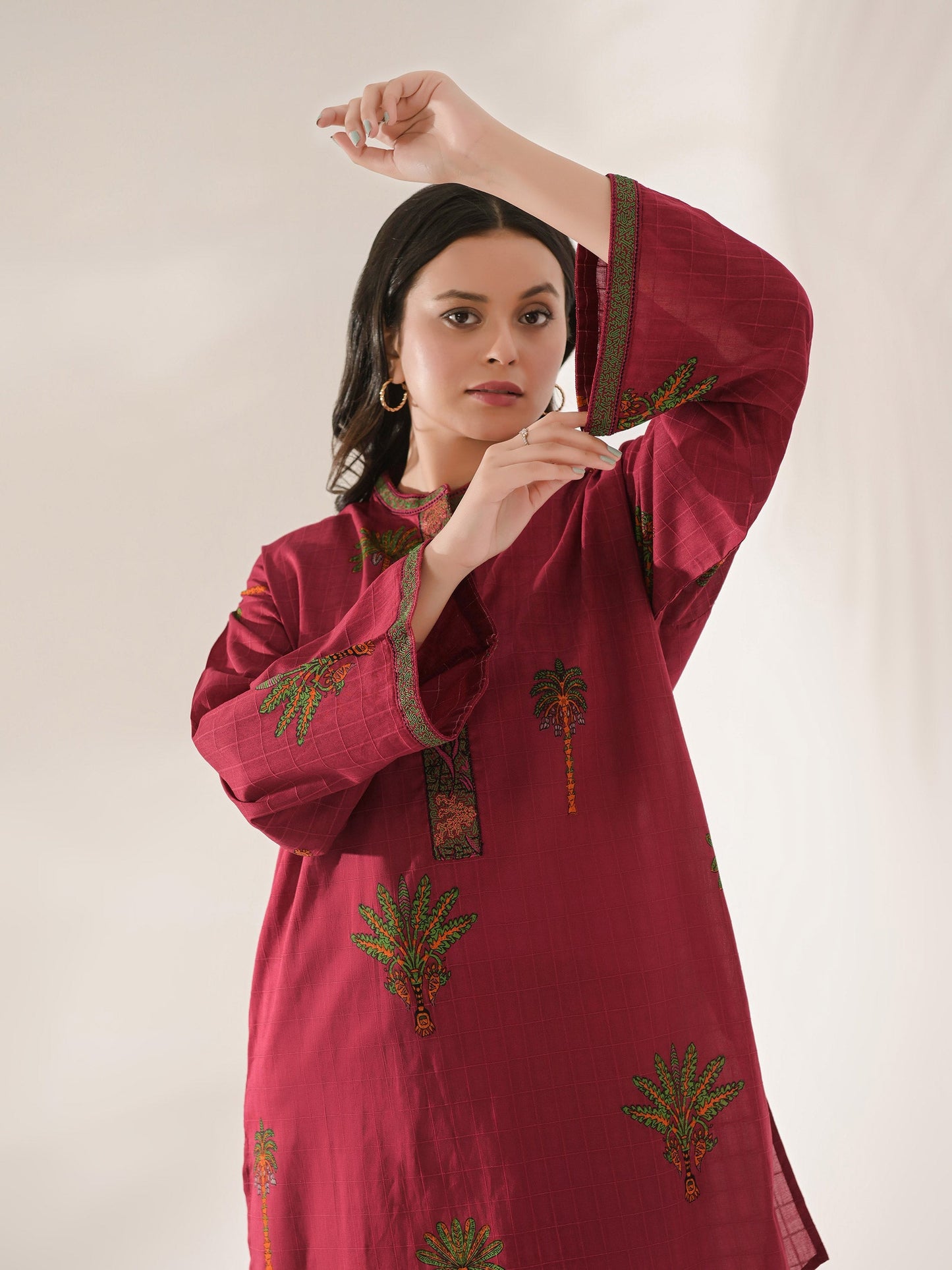 2 Piece Texture Lawn Suit-Embroidered (Pret)