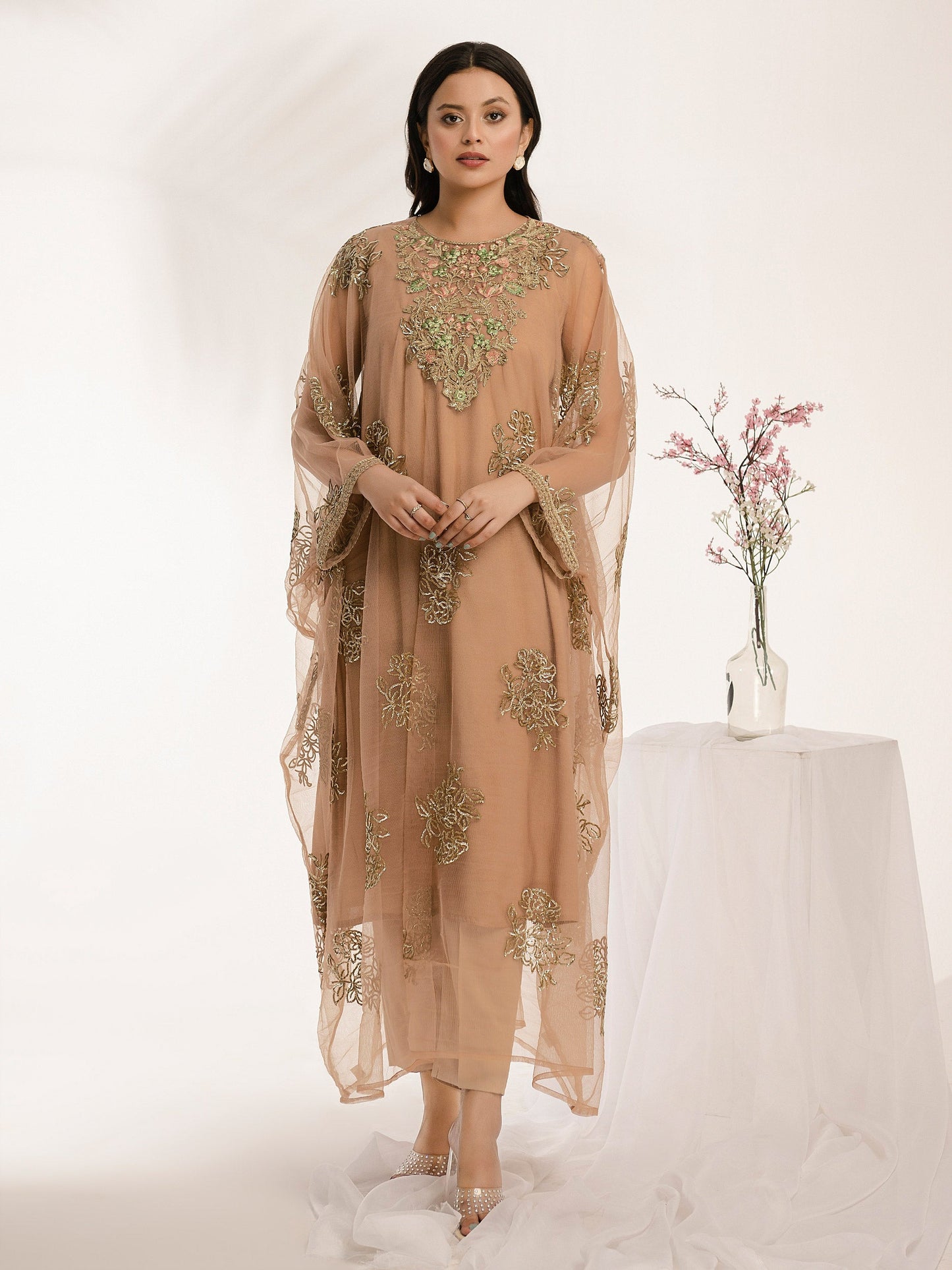 3 Piece Net Suit-Embroidered (Pret)