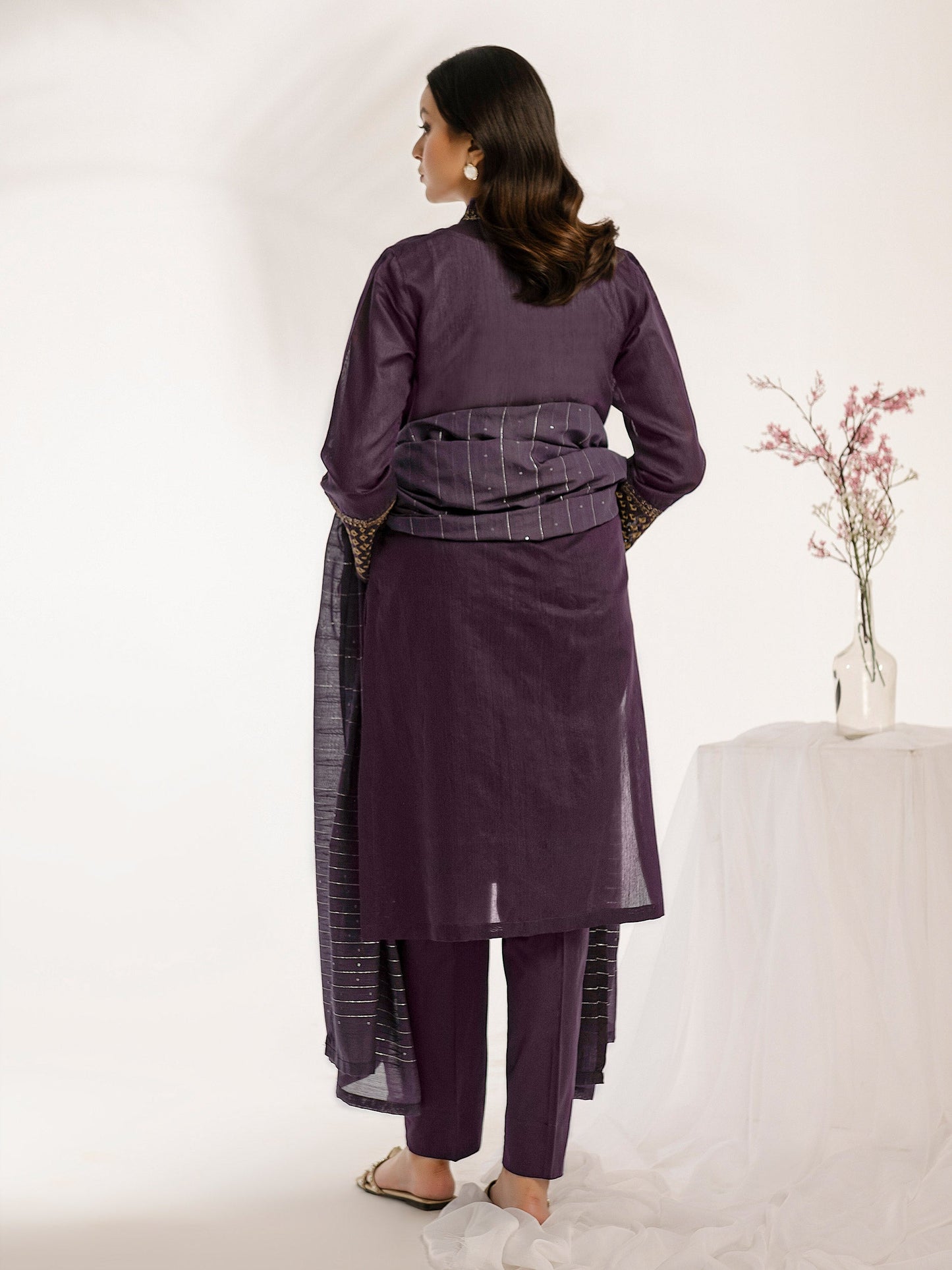 3 Piece Cotton Net Suit-Embroidered (Pret)