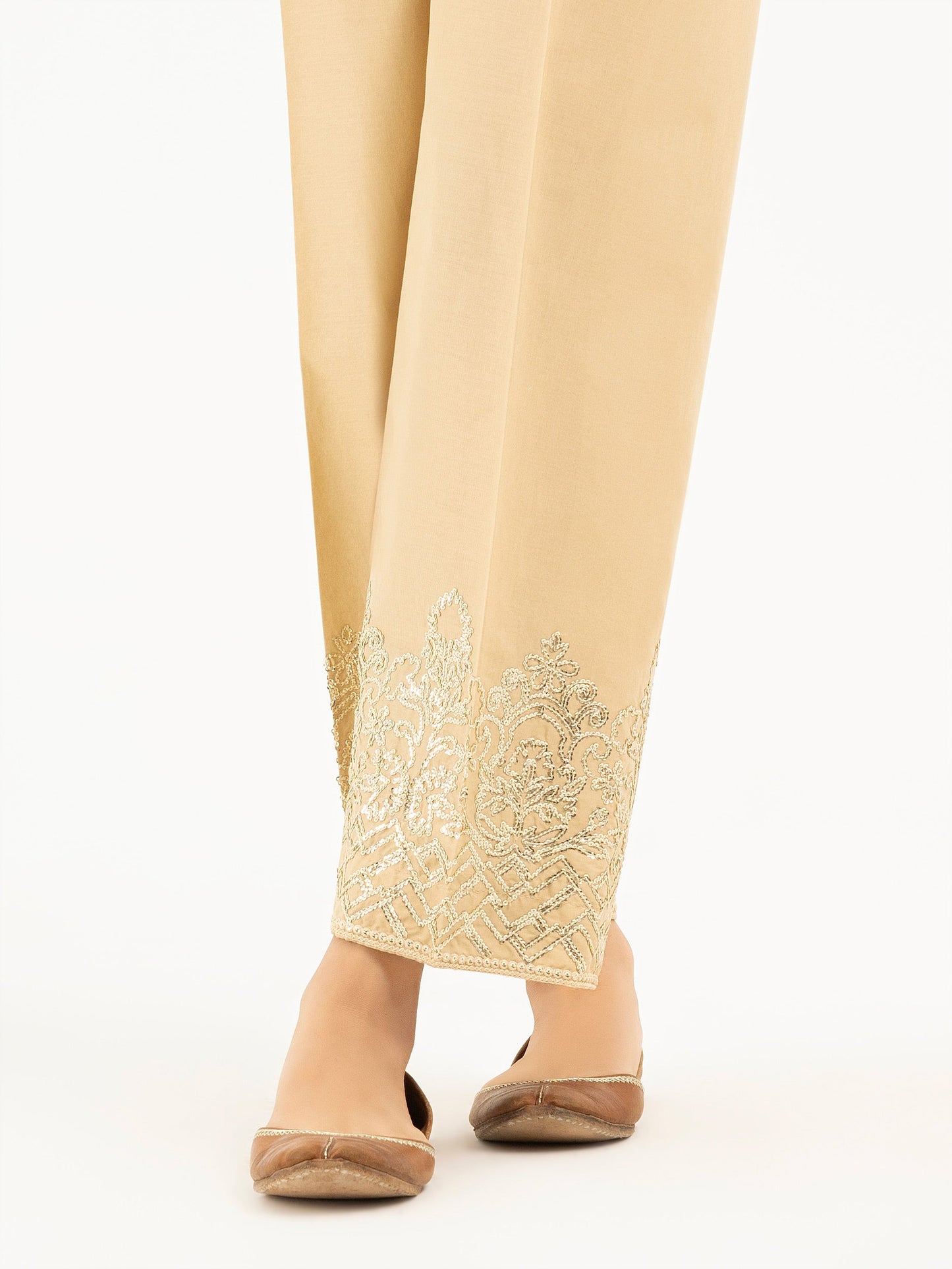 Embroidered Cambric Trousers(Pret)