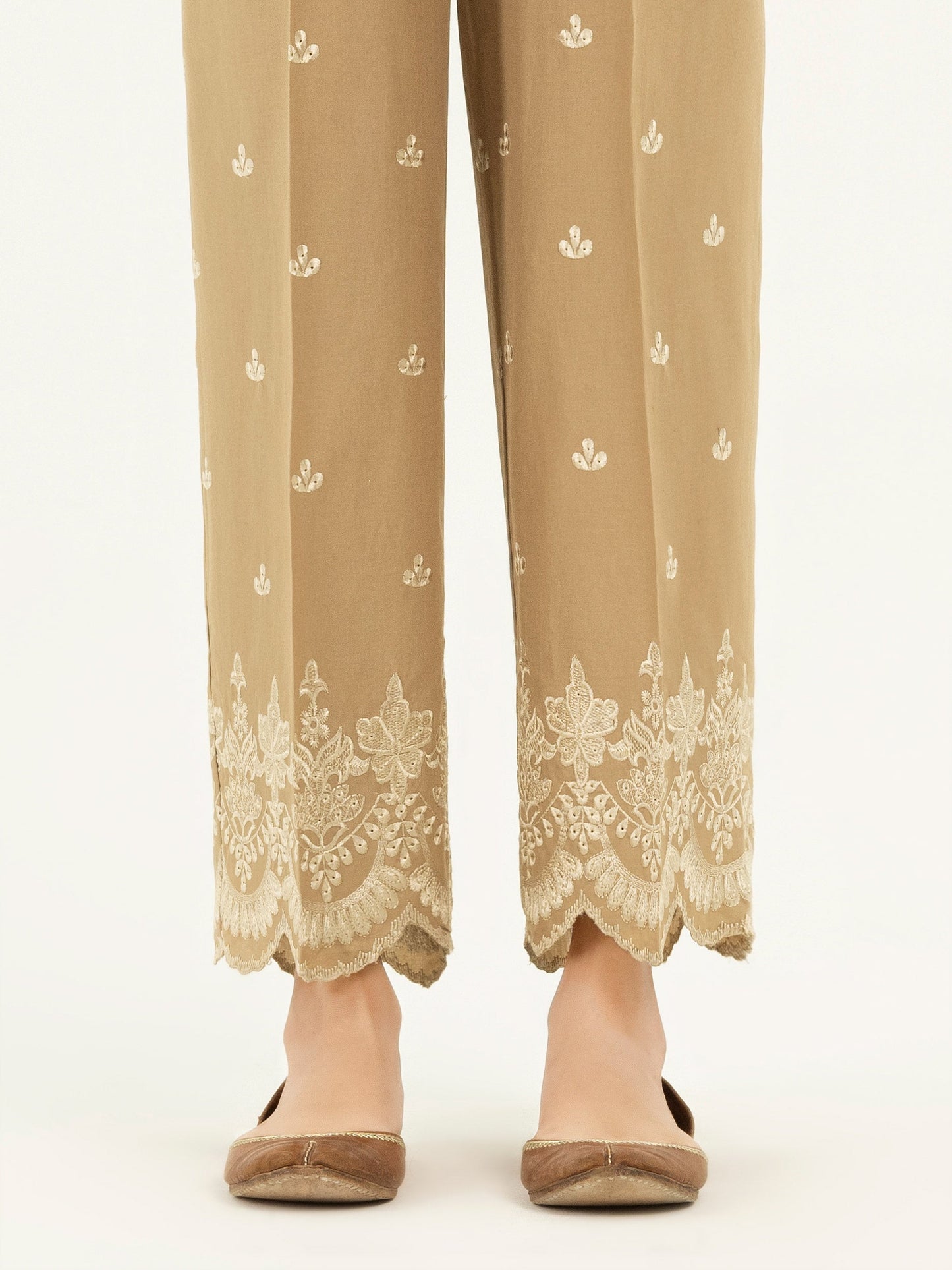 Embroidered Cambric Trousers(Pret)