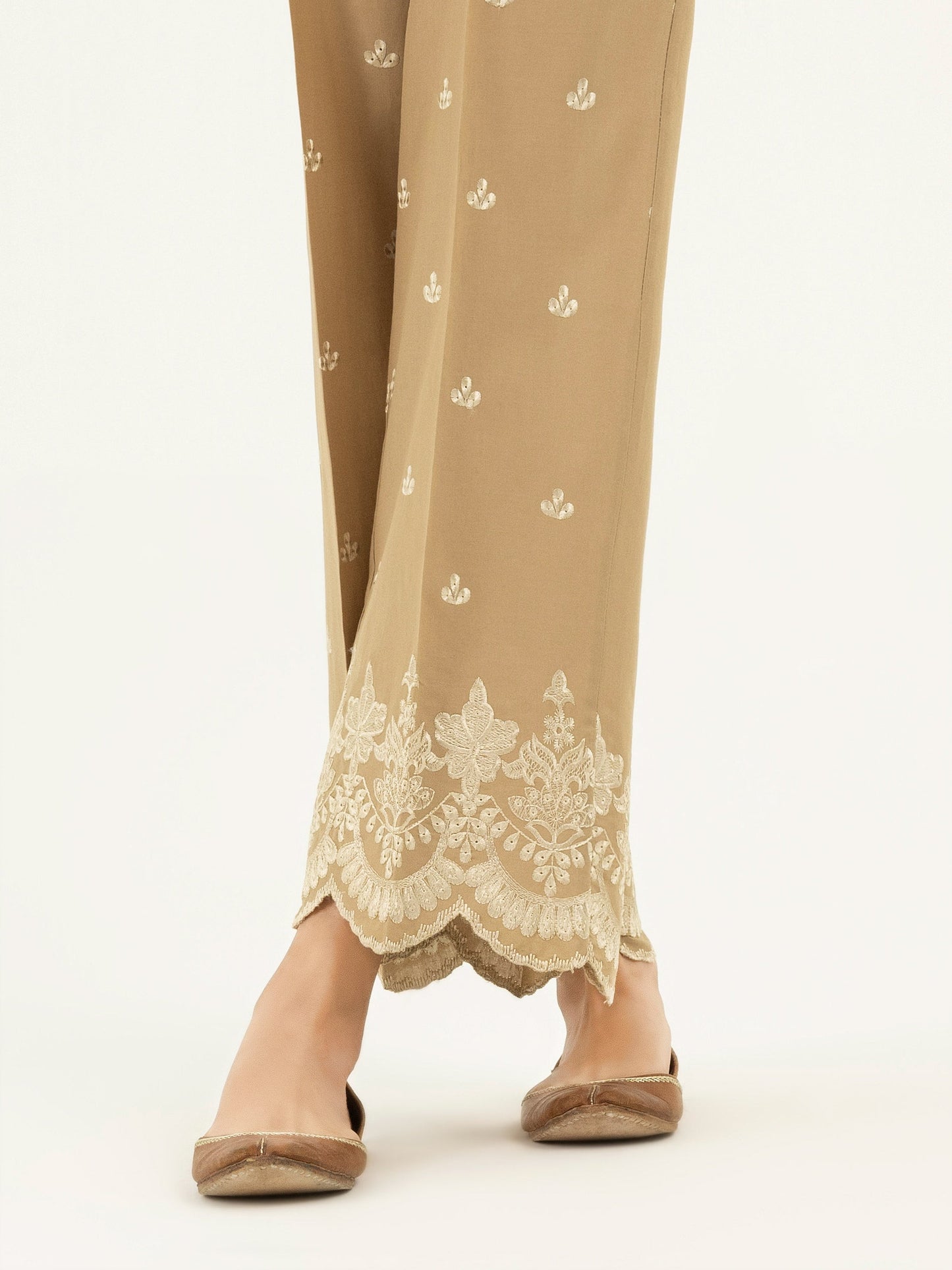 Embroidered Cambric Trousers(Pret)