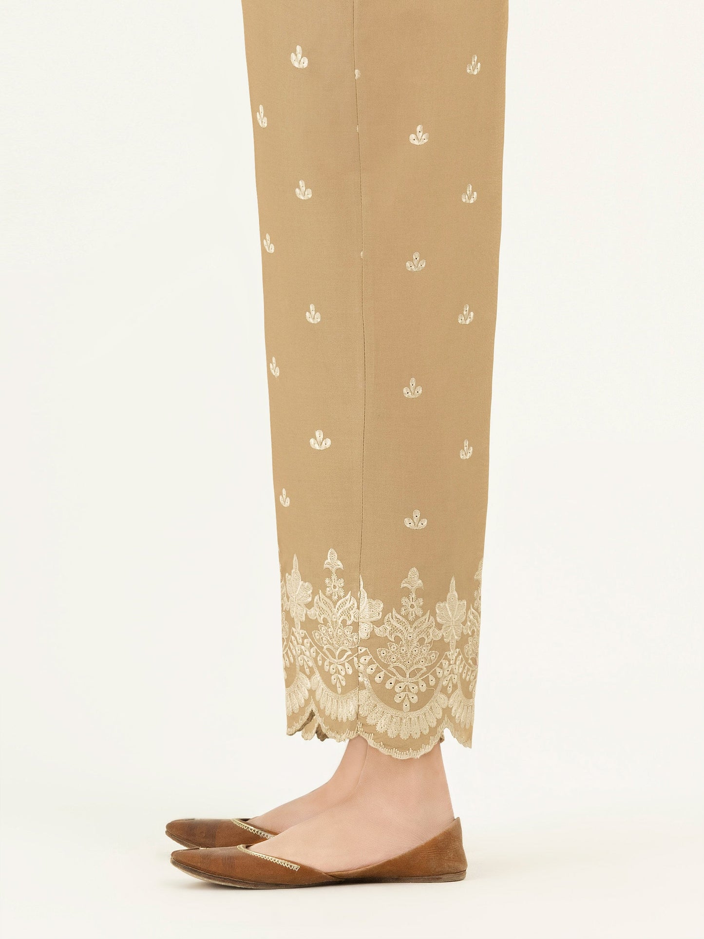 Embroidered Cambric Trousers(Pret)