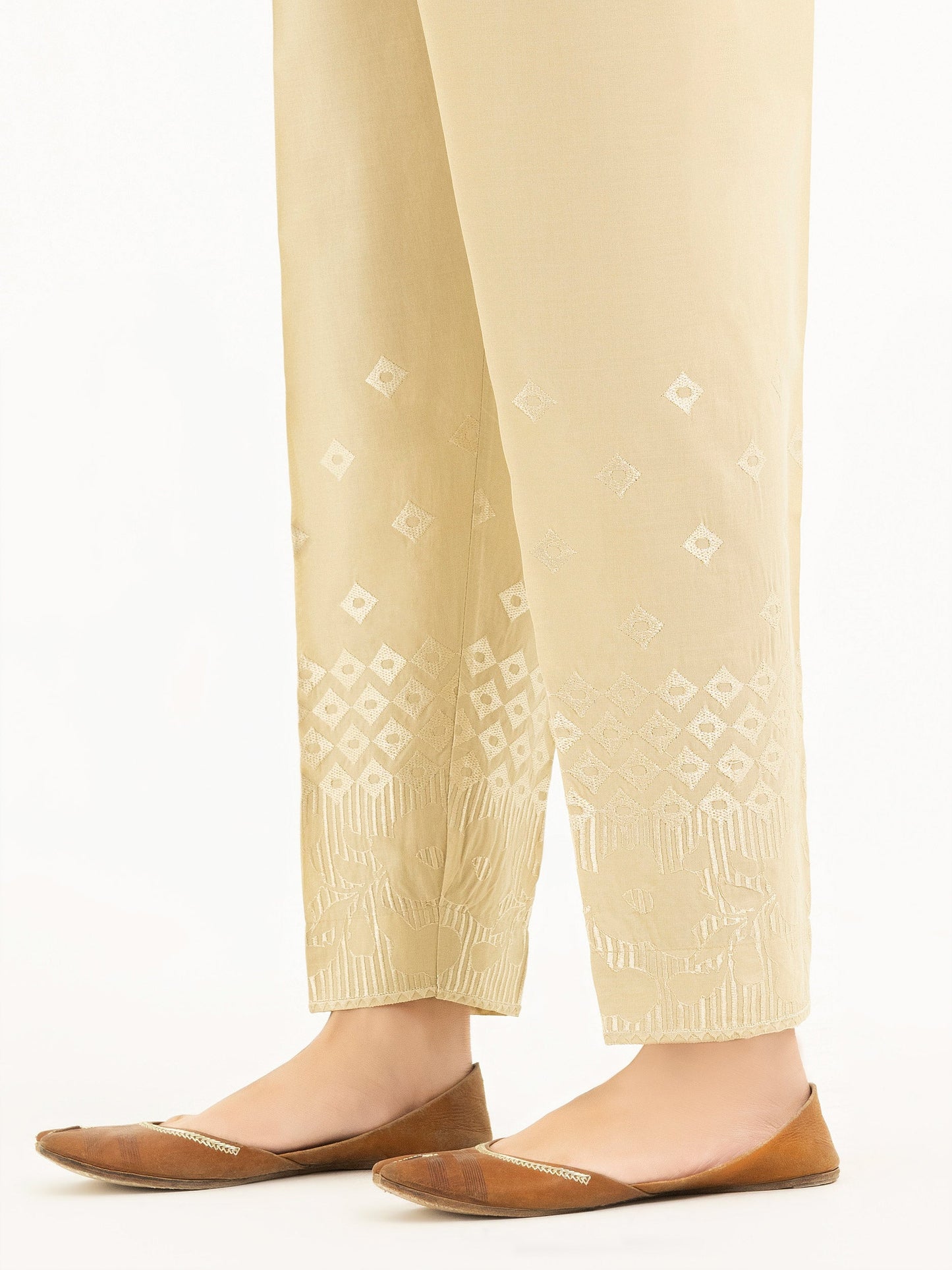 Embroidered Cambric Trousers(Pret)